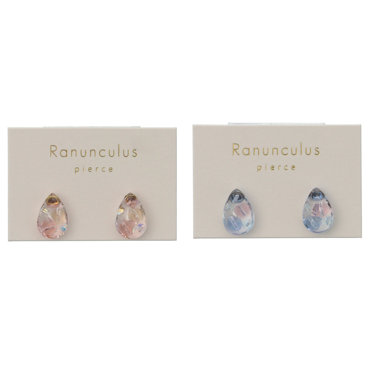 ドロップ型ガラスビーズピアス