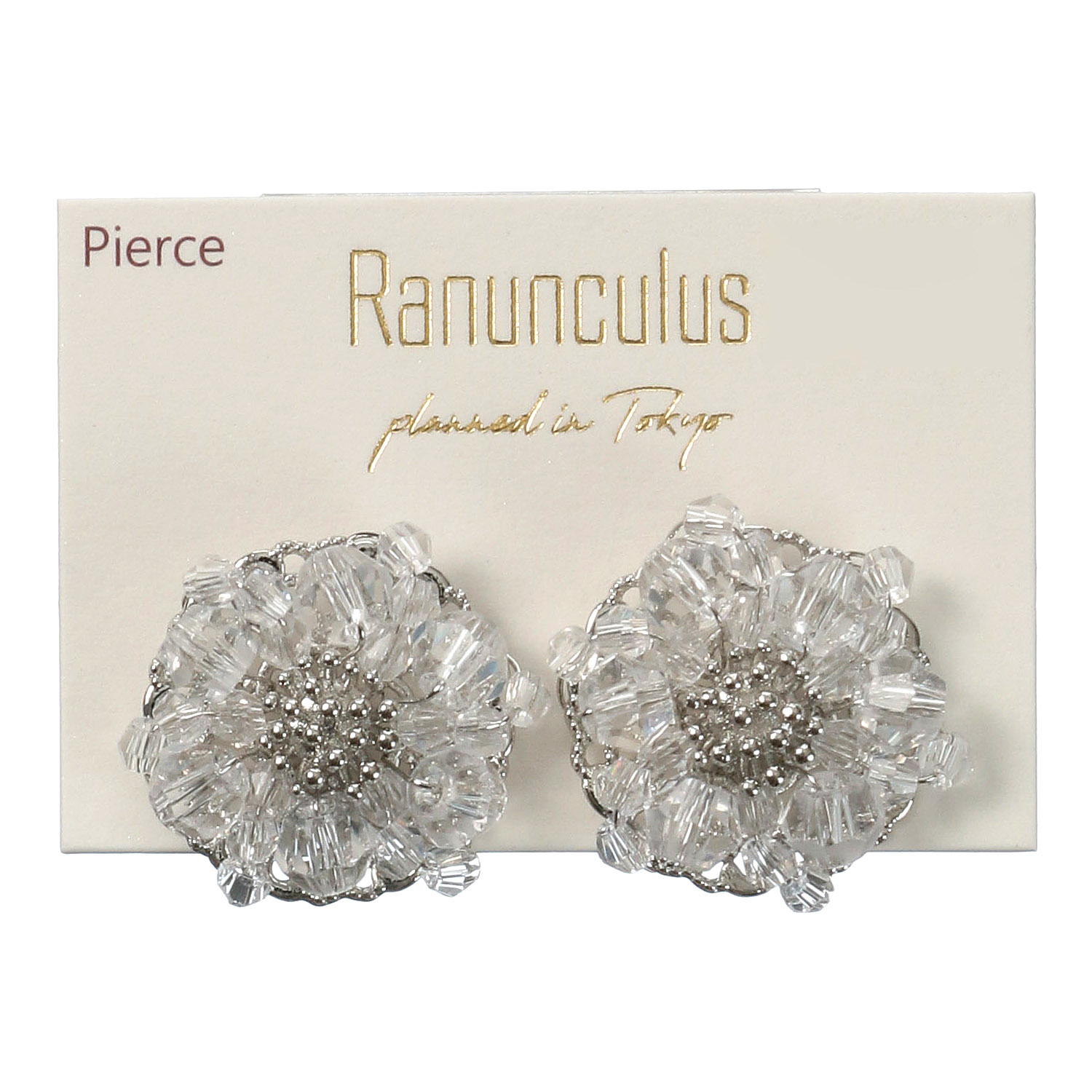 クリスタルフラワーピアス