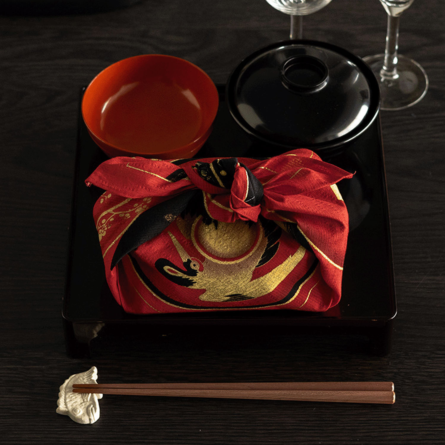 風呂敷58cm 雪月花 椀朱 - 画像5