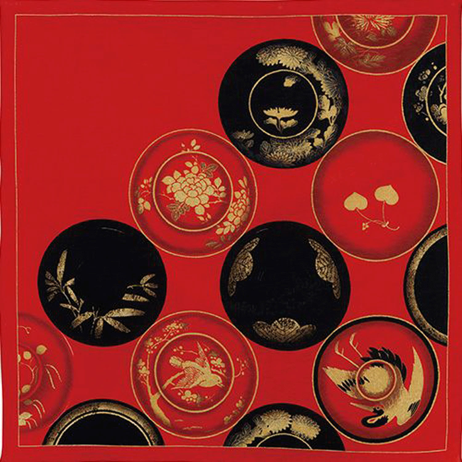 風呂敷58cm 雪月花 椀朱