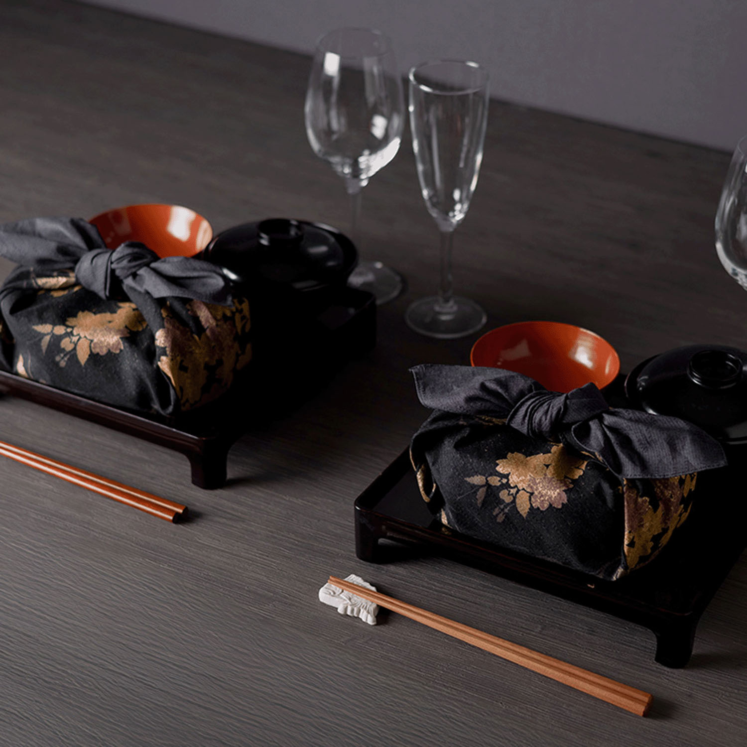 風呂敷58cm 雪月花  八角盆桜スミ - 画像4