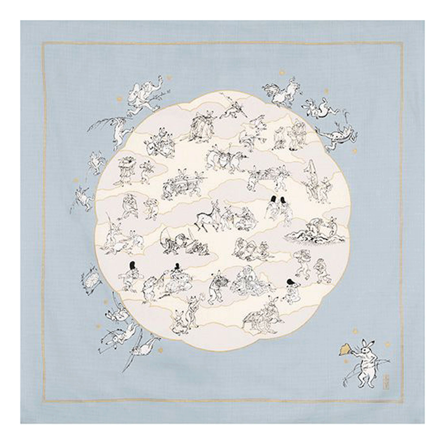 風呂敷100cm 鳥獣戯画 蓮の葉 - 画像2