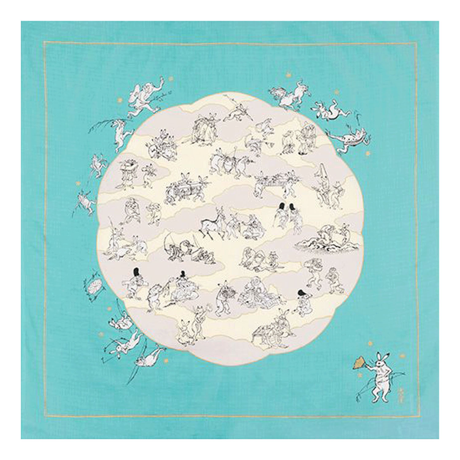 風呂敷100cm 鳥獣戯画 蓮の葉 - 画像8