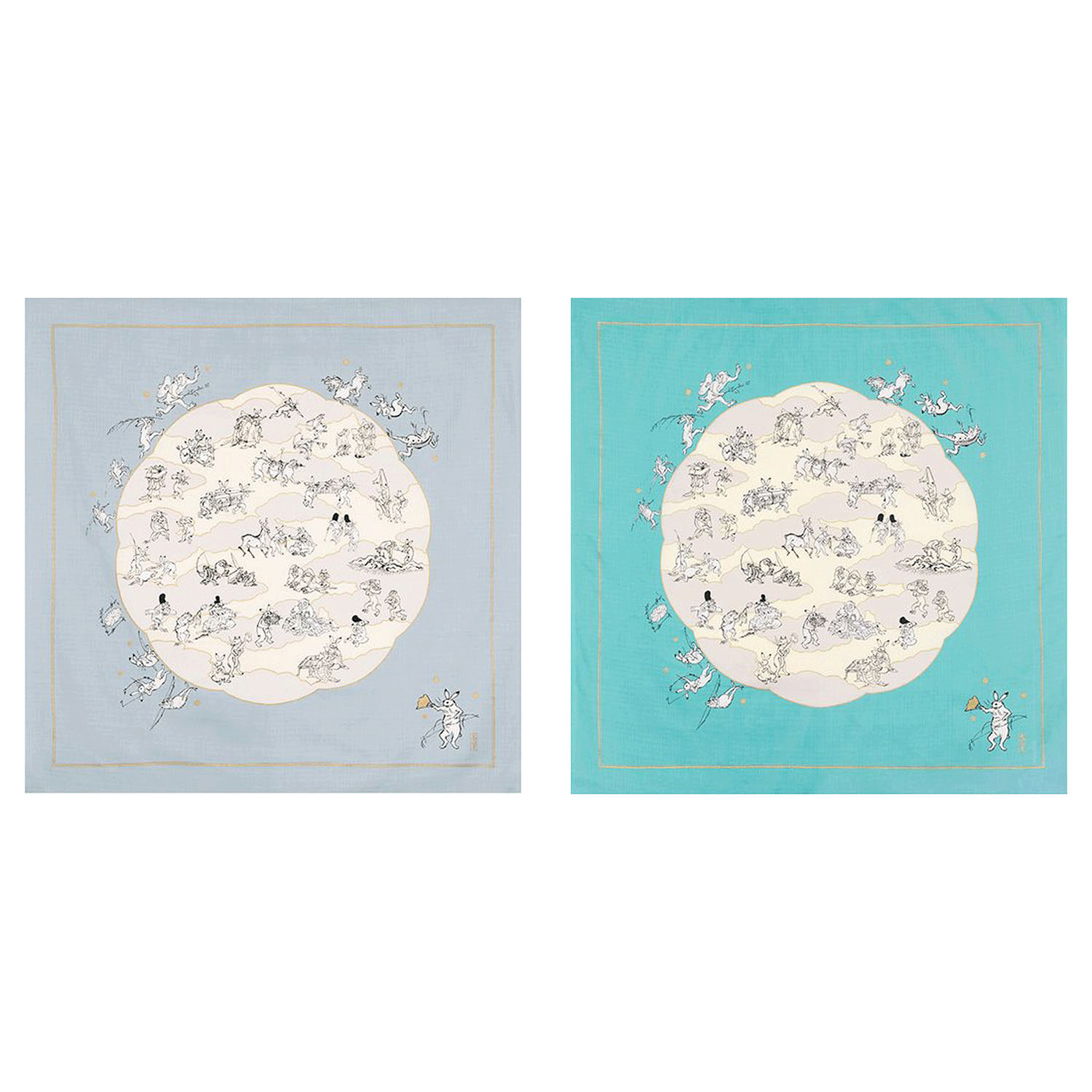 風呂敷100cm 鳥獣戯画 蓮の葉