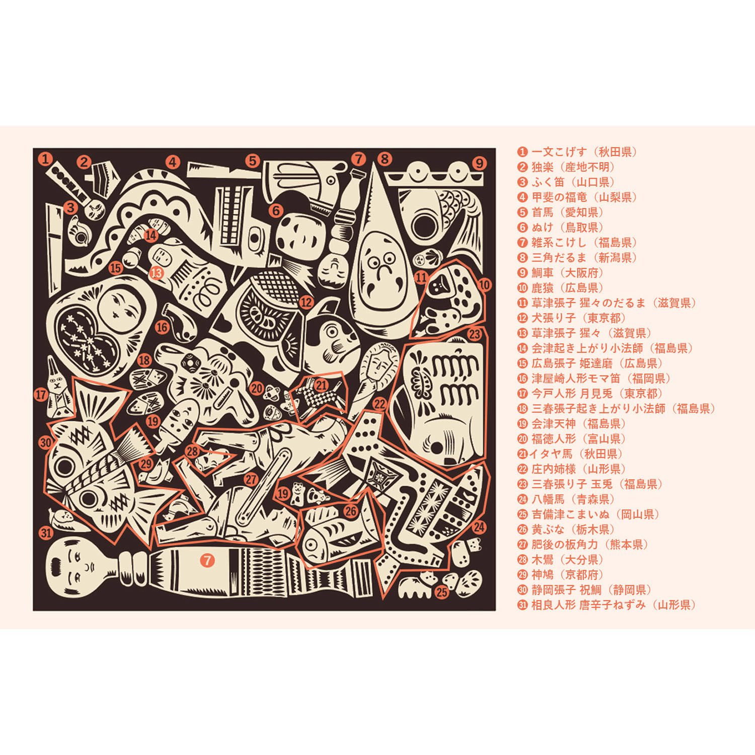 風呂敷100巾 コチャエむすび 郷土玩具 - 画像2