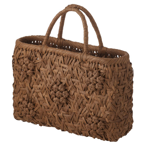 やまぶどう籠 削・横長・中・五輪花模様