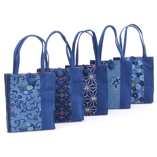 【柄アソート】藍染二本手 手提