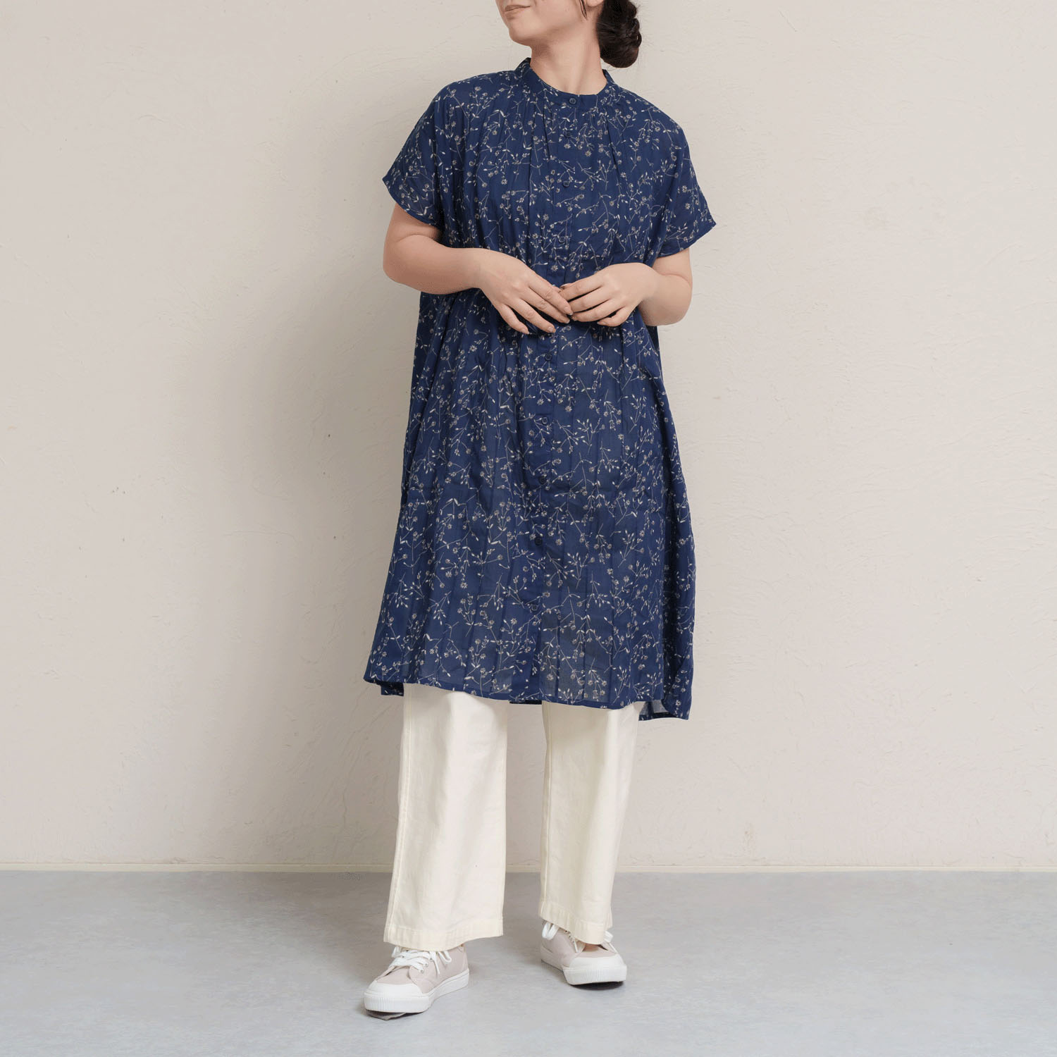 コットンボイルフロントタック前開きワンピース - 画像16