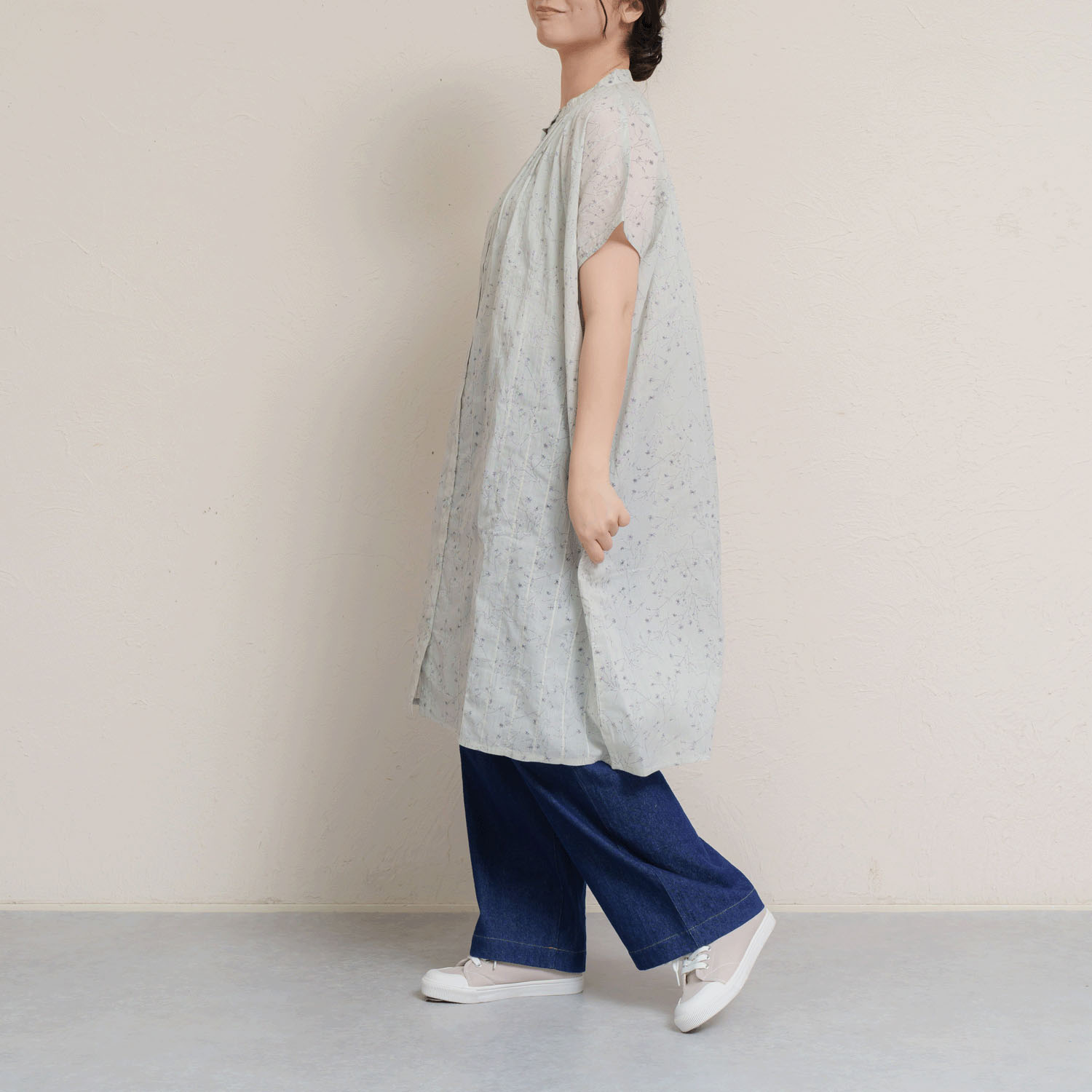 コットンボイルフロントタック前開きワンピース - 画像3