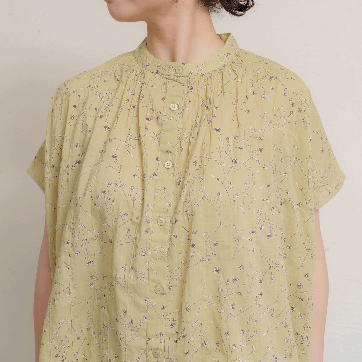 コットンボイルフロントタック前開きワンピース - 画像9