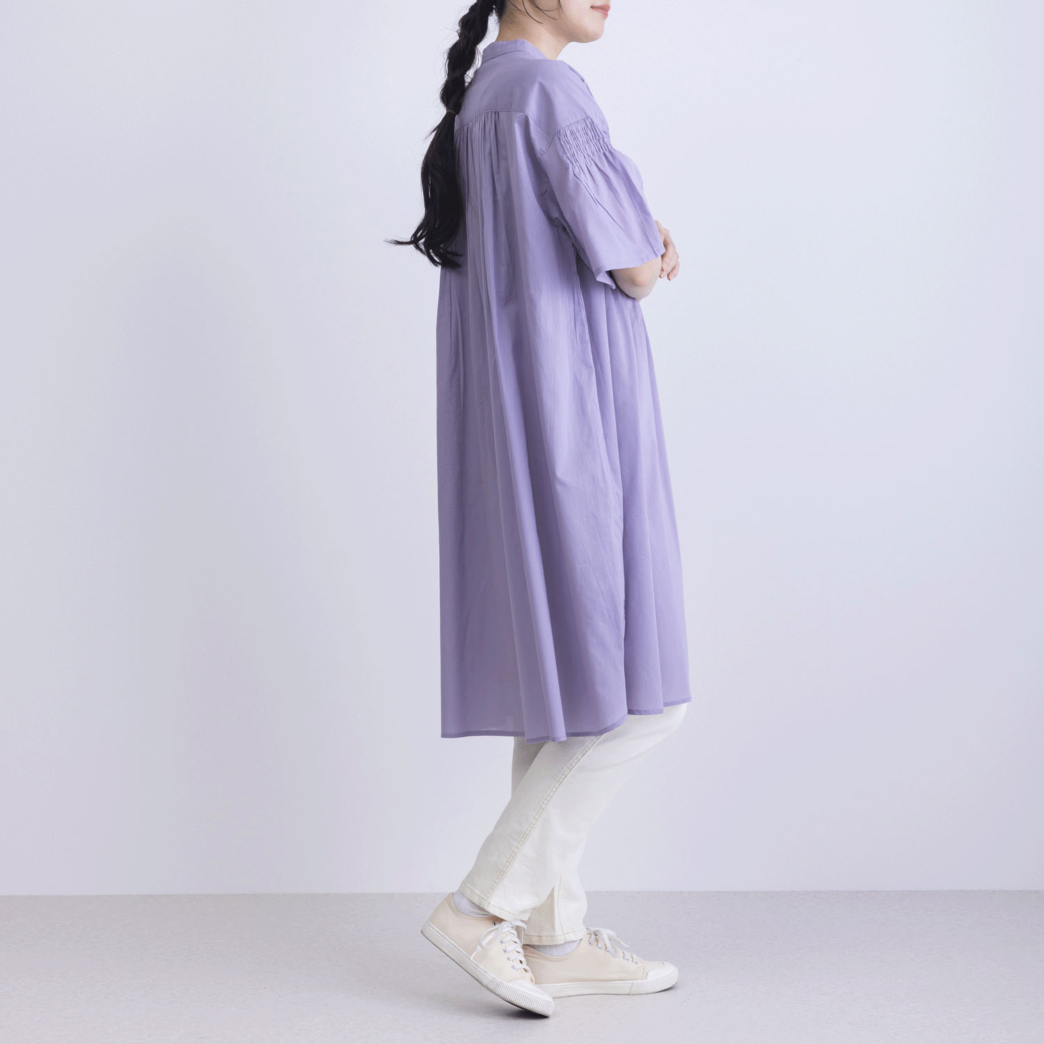 フロントタック5分袖前開きワンピース - 画像11