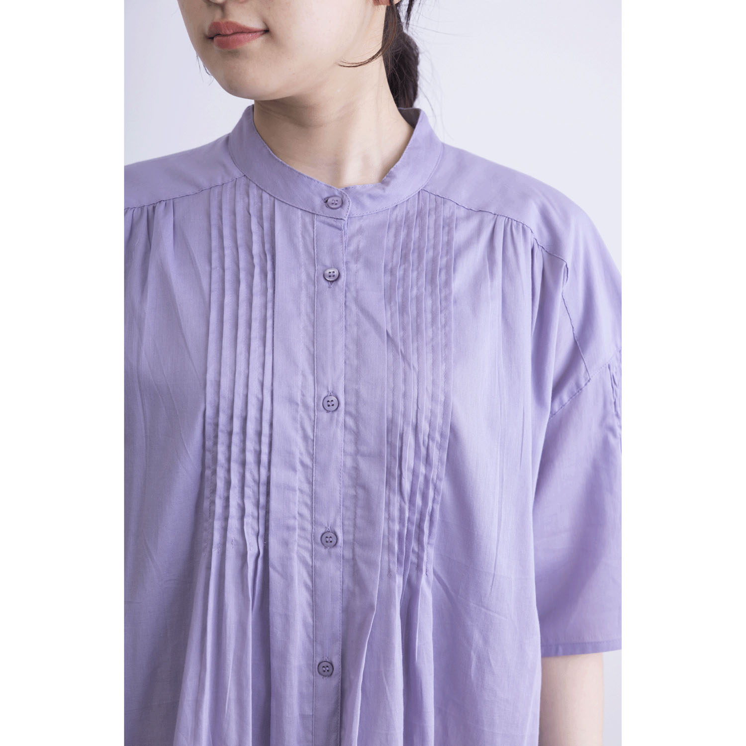 フロントタック5分袖前開きワンピース - 画像13