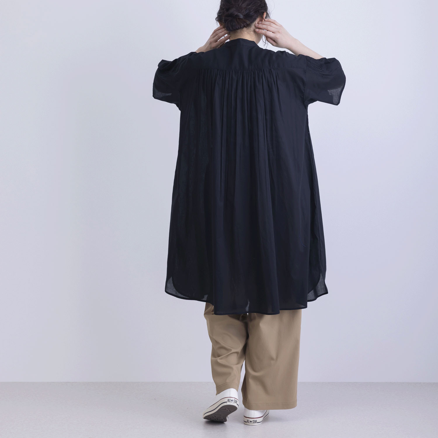 フロントタック5分袖前開きワンピース - 画像8