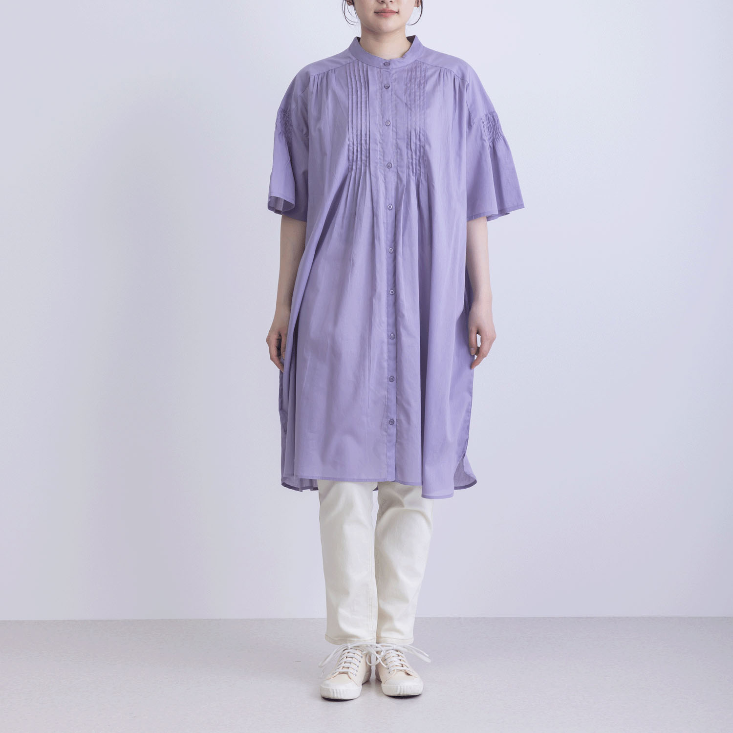 フロントタック5分袖前開きワンピース - 画像10