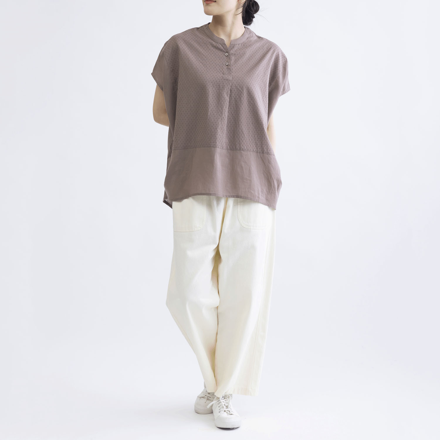 コットンドビーx無地半袖コクーンブラウス - 画像12