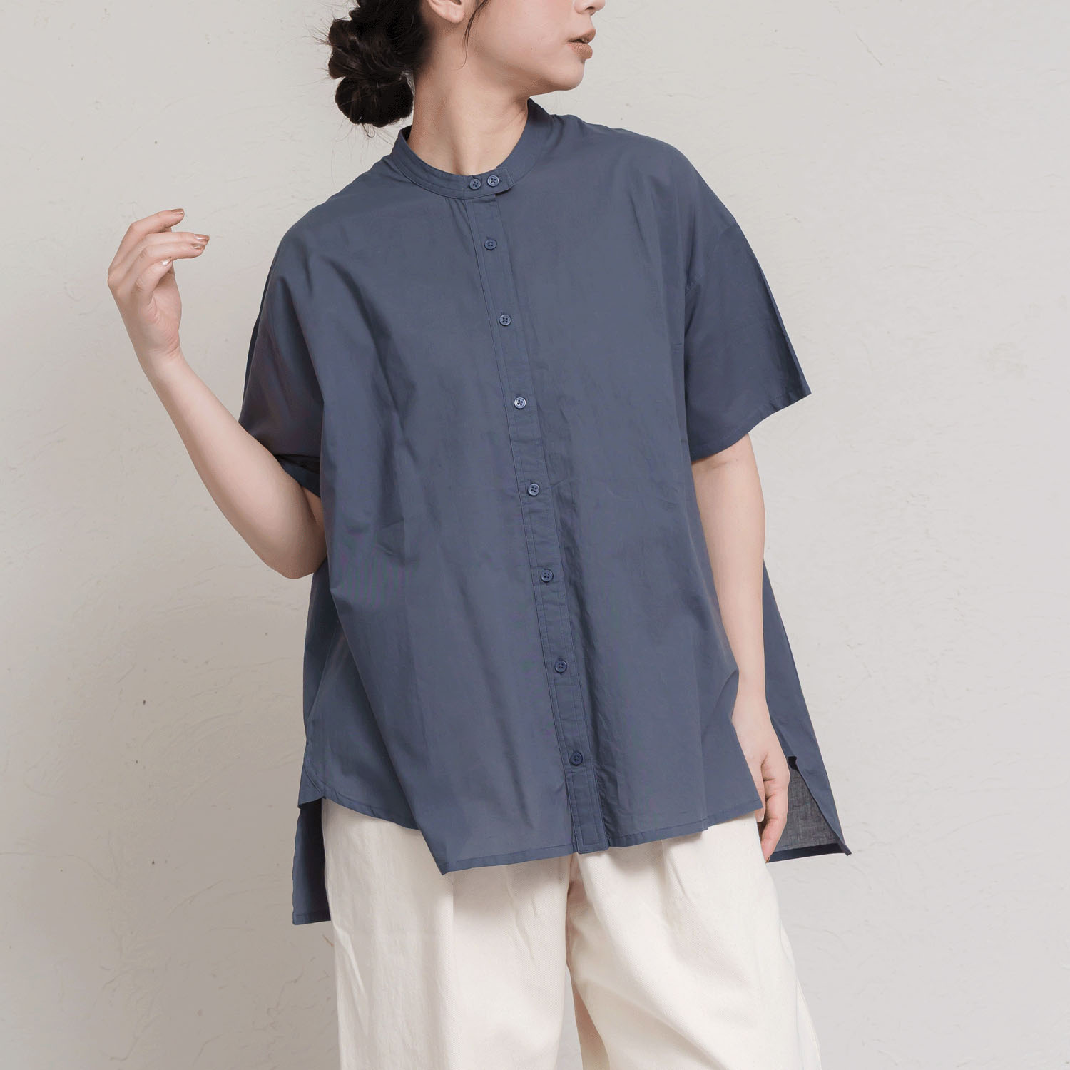 無地チュニック丈前開き5分袖ブラウス - 画像20