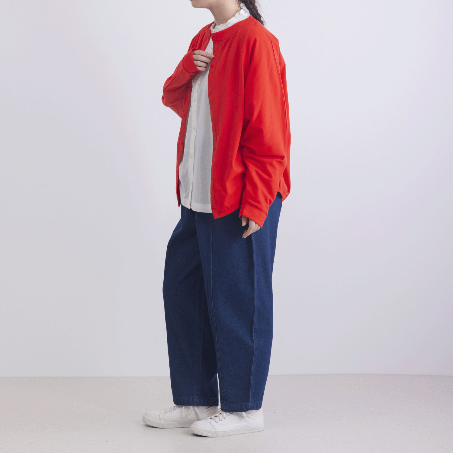 T／Cピーチ起毛布帛使いカーディガン - 画像18