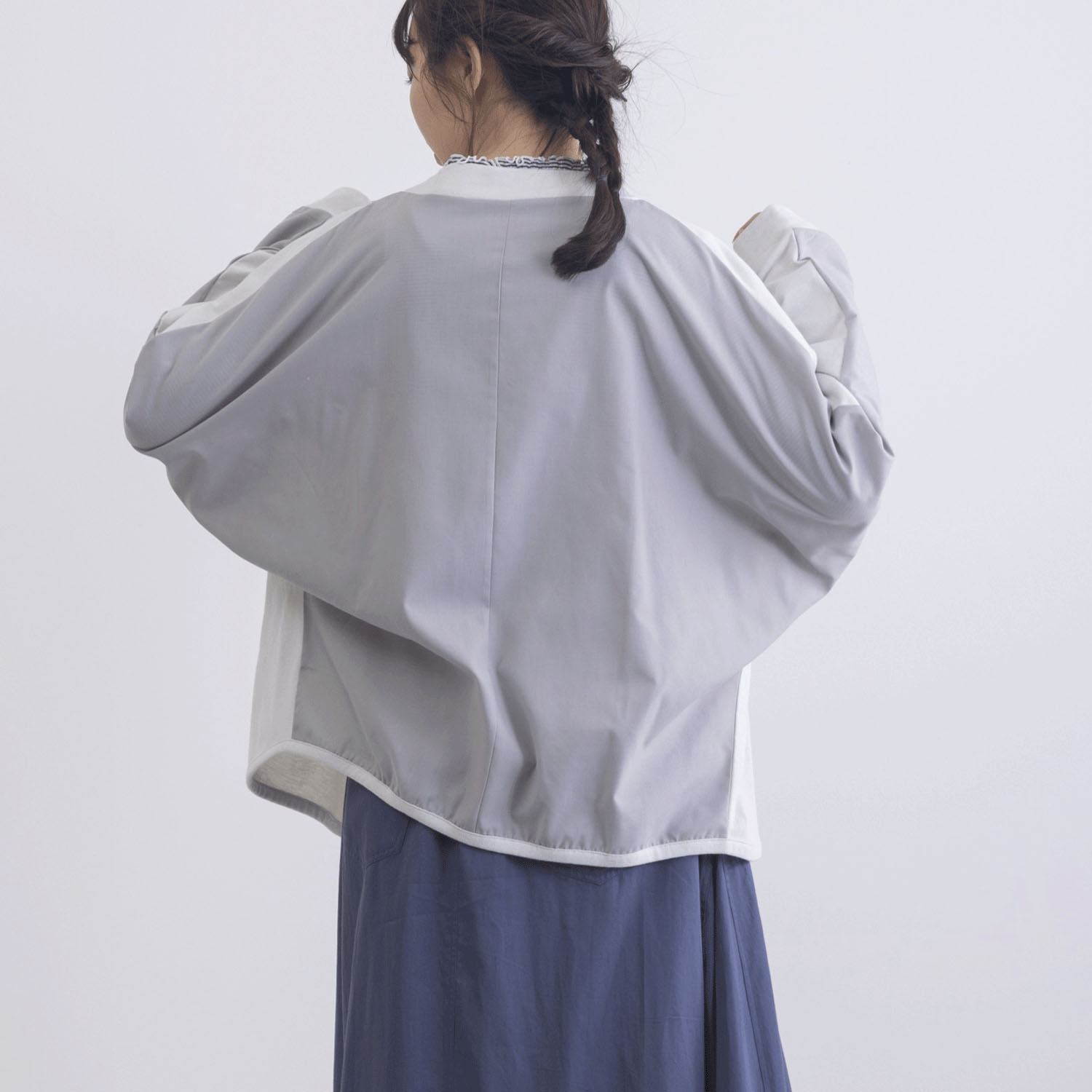 T／Cピーチ起毛布帛使いカーディガン - 画像4