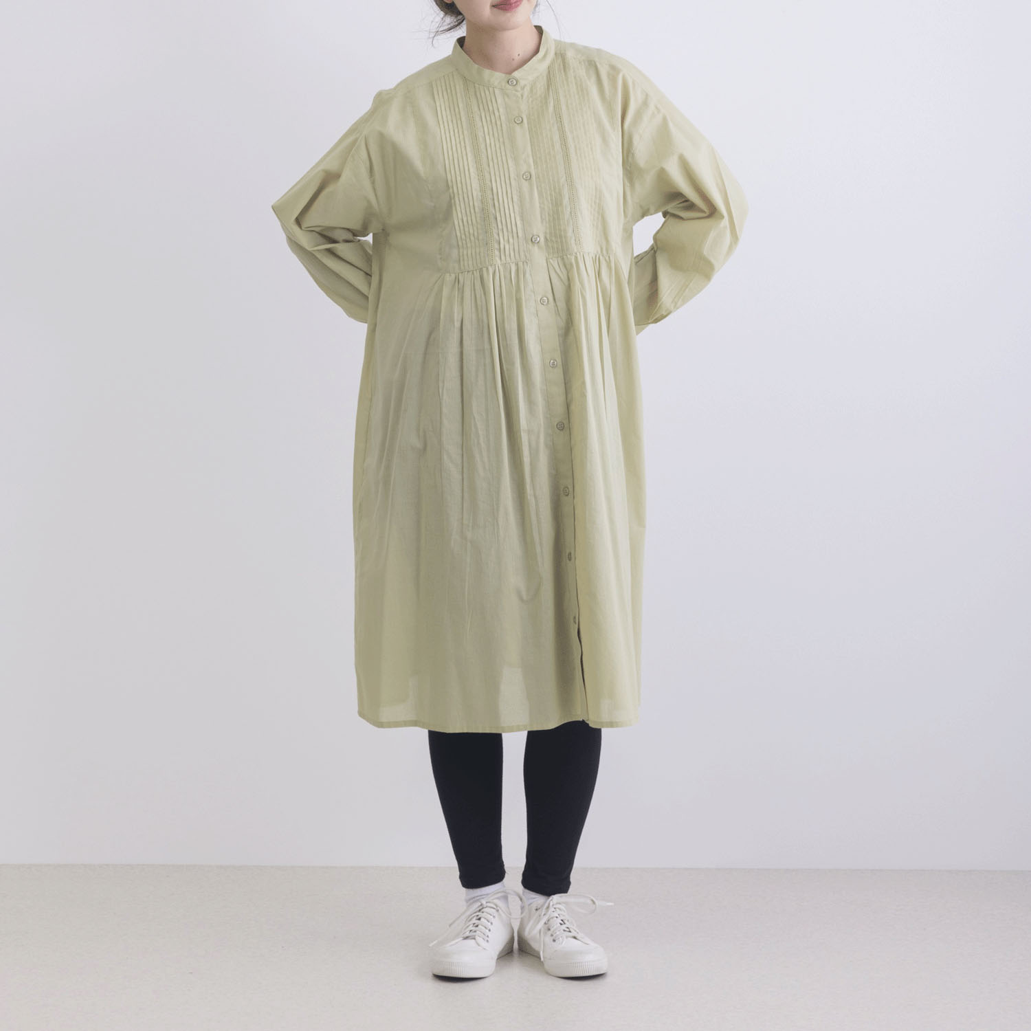 ピンタック＆レース使い前開きワンピース - 画像12