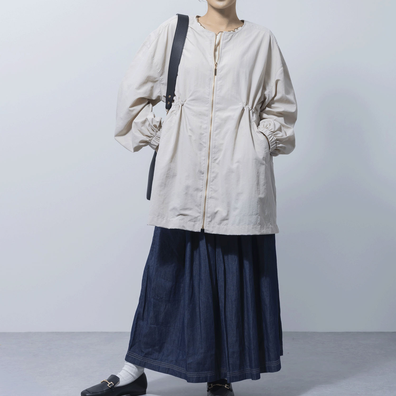 撥水＆花粉リリース加工ミドル丈アウター - 画像12