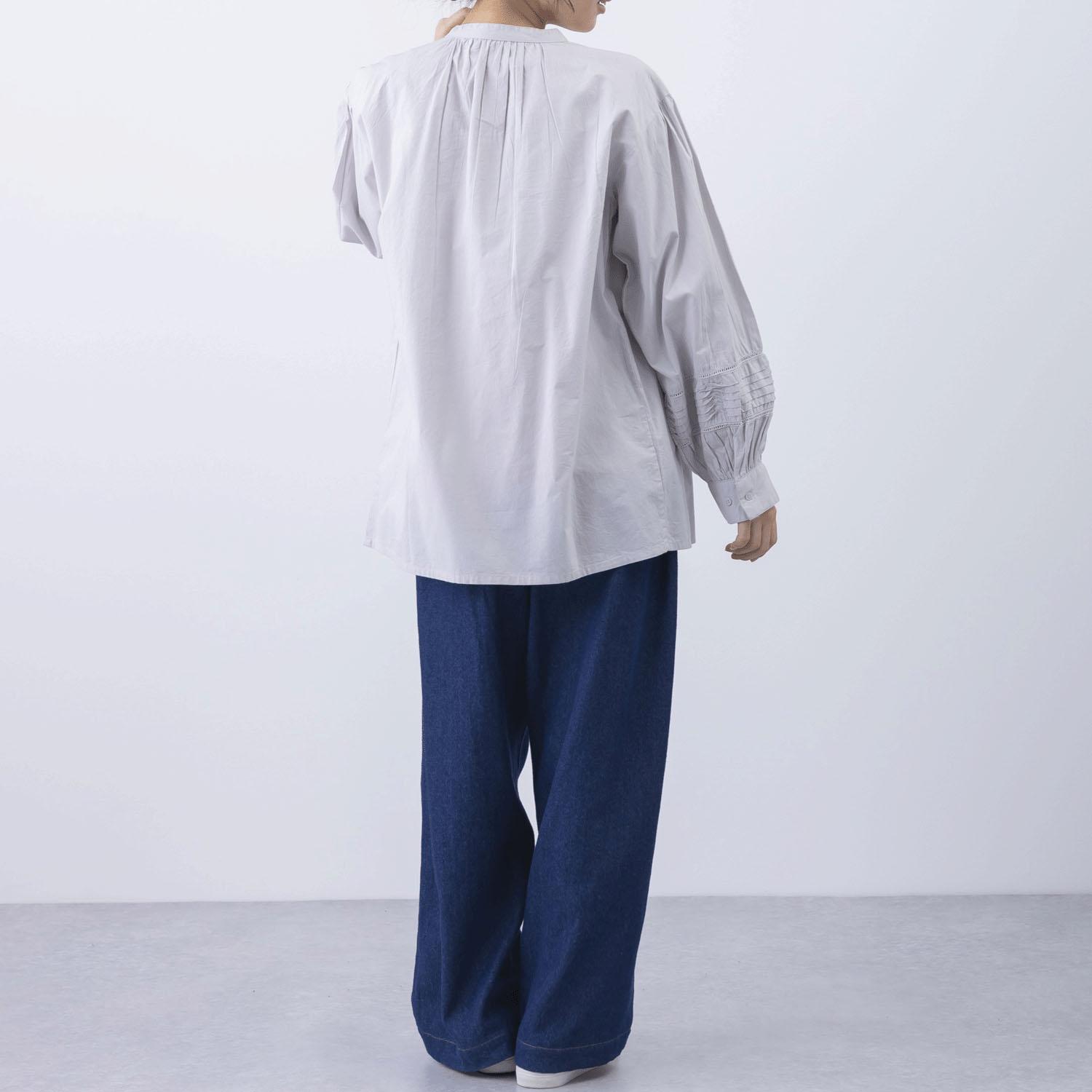 袖ウェーブピンタック前開きブラウス - 画像3