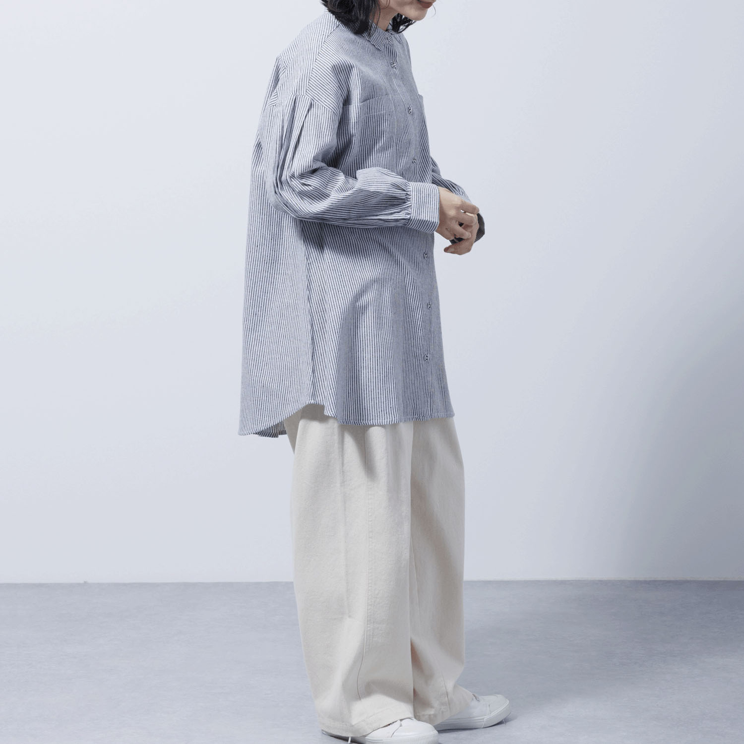 チェック＆ストライプチュニックシャツワンピース - 画像3