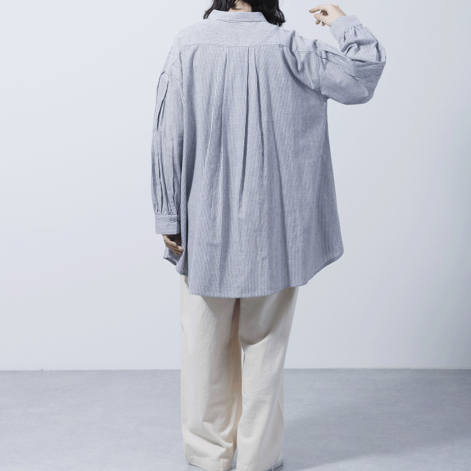 チェック＆ストライプチュニックシャツワンピース - 画像4