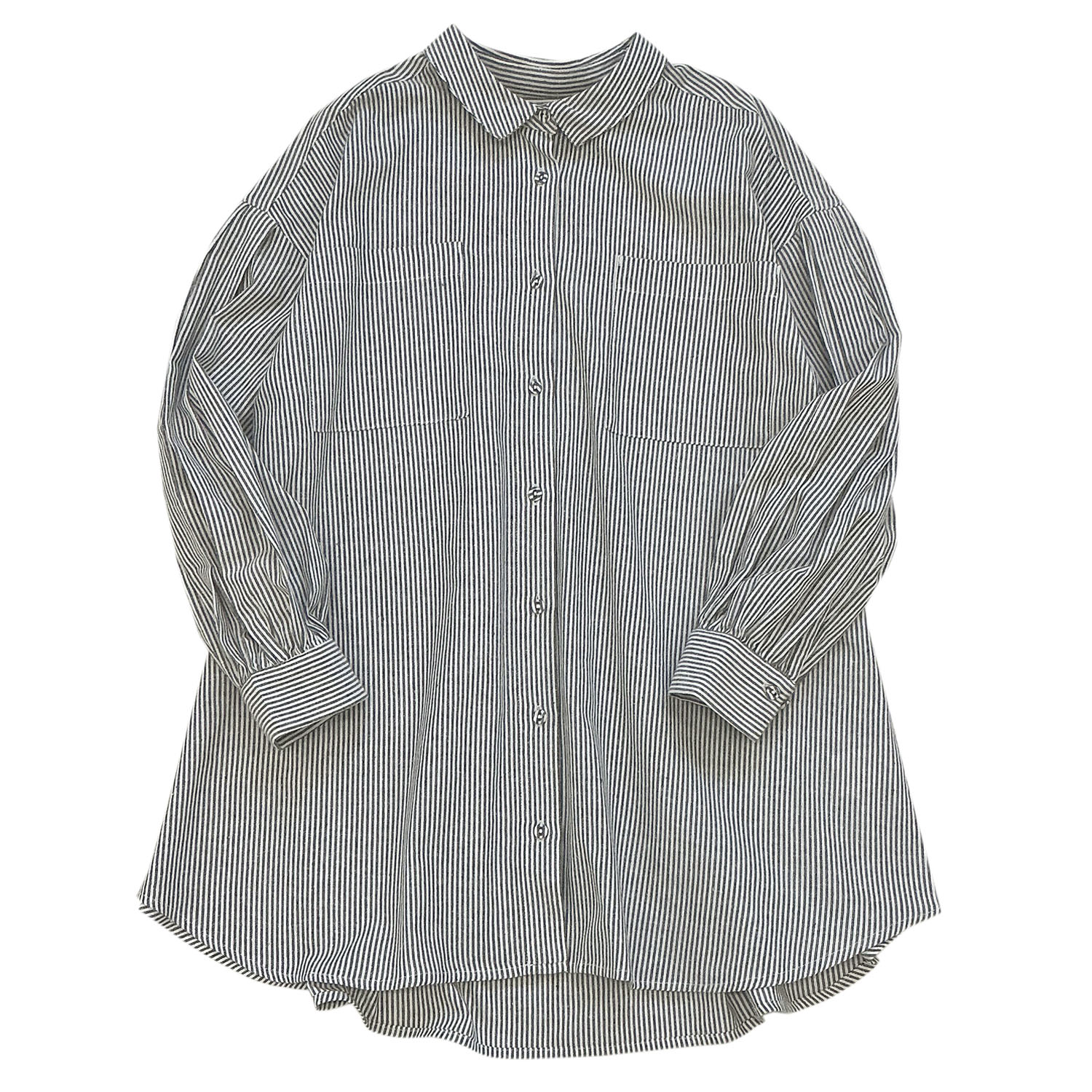 チェック＆ストライプチュニックシャツワンピース - 画像6