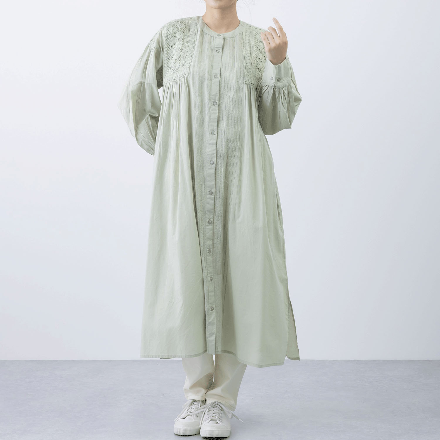 ピンタック＆レース前開きワンピ―ス - 画像12