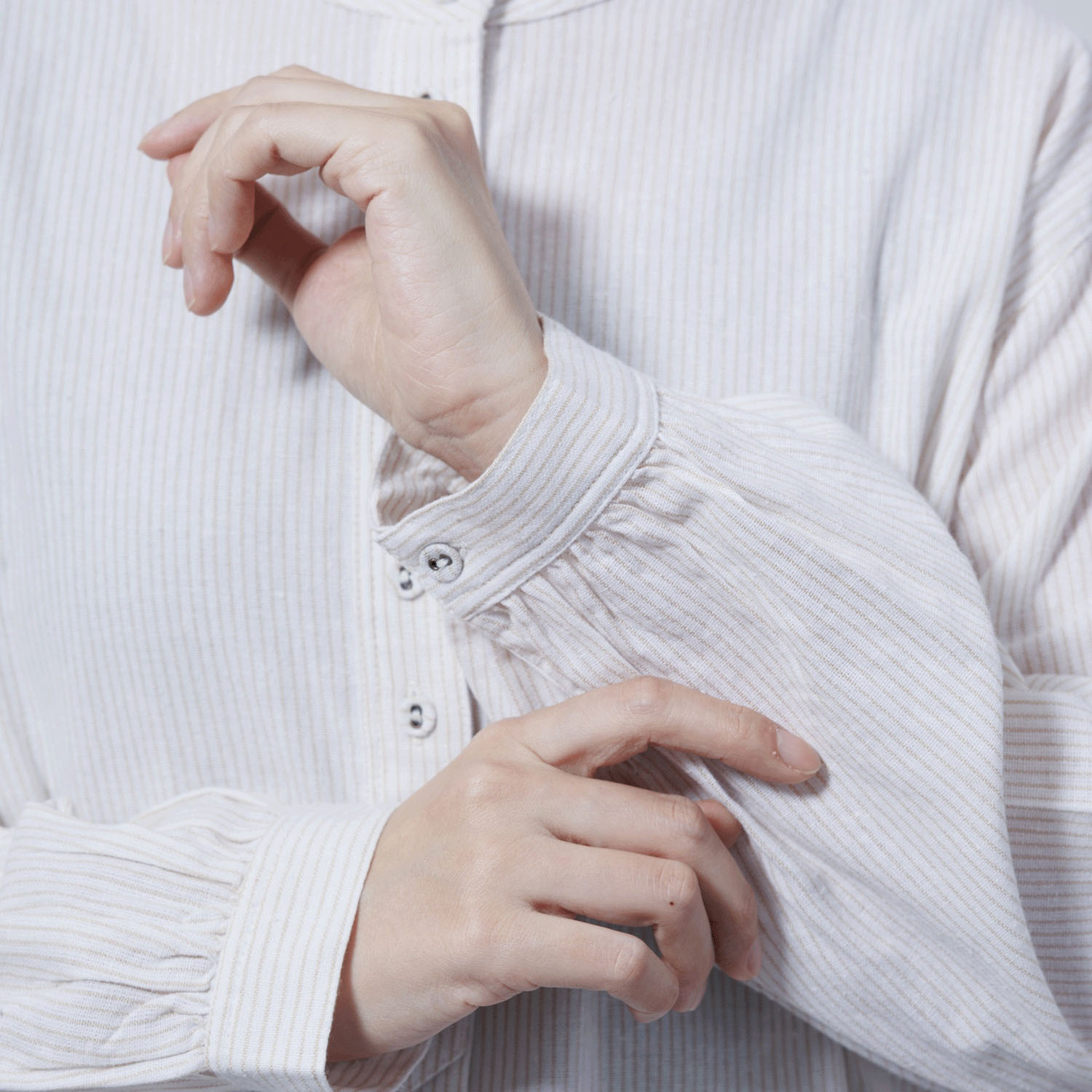 ストライプ柄前開きブラウス - 画像12