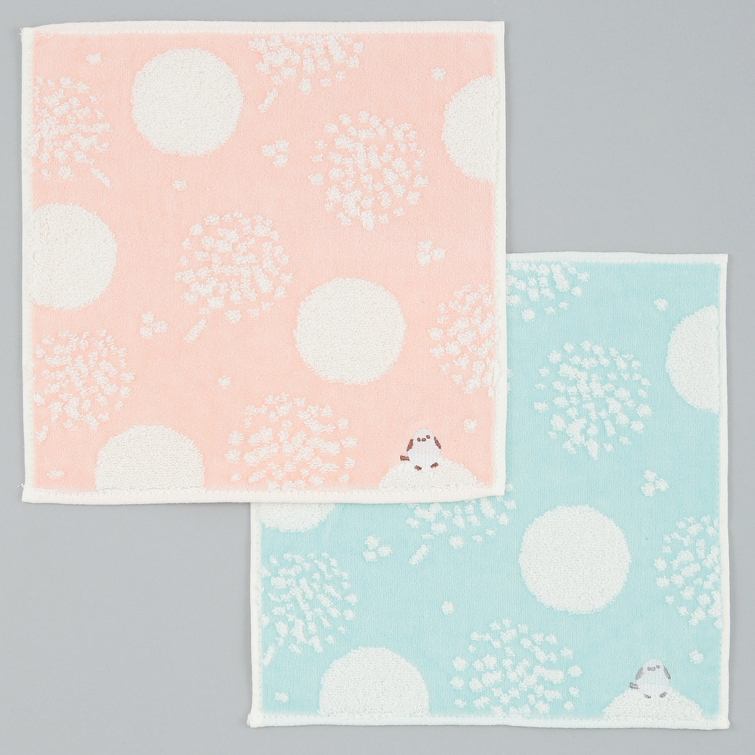 無撚糸タオルハンカチ シマエナガ刺繍