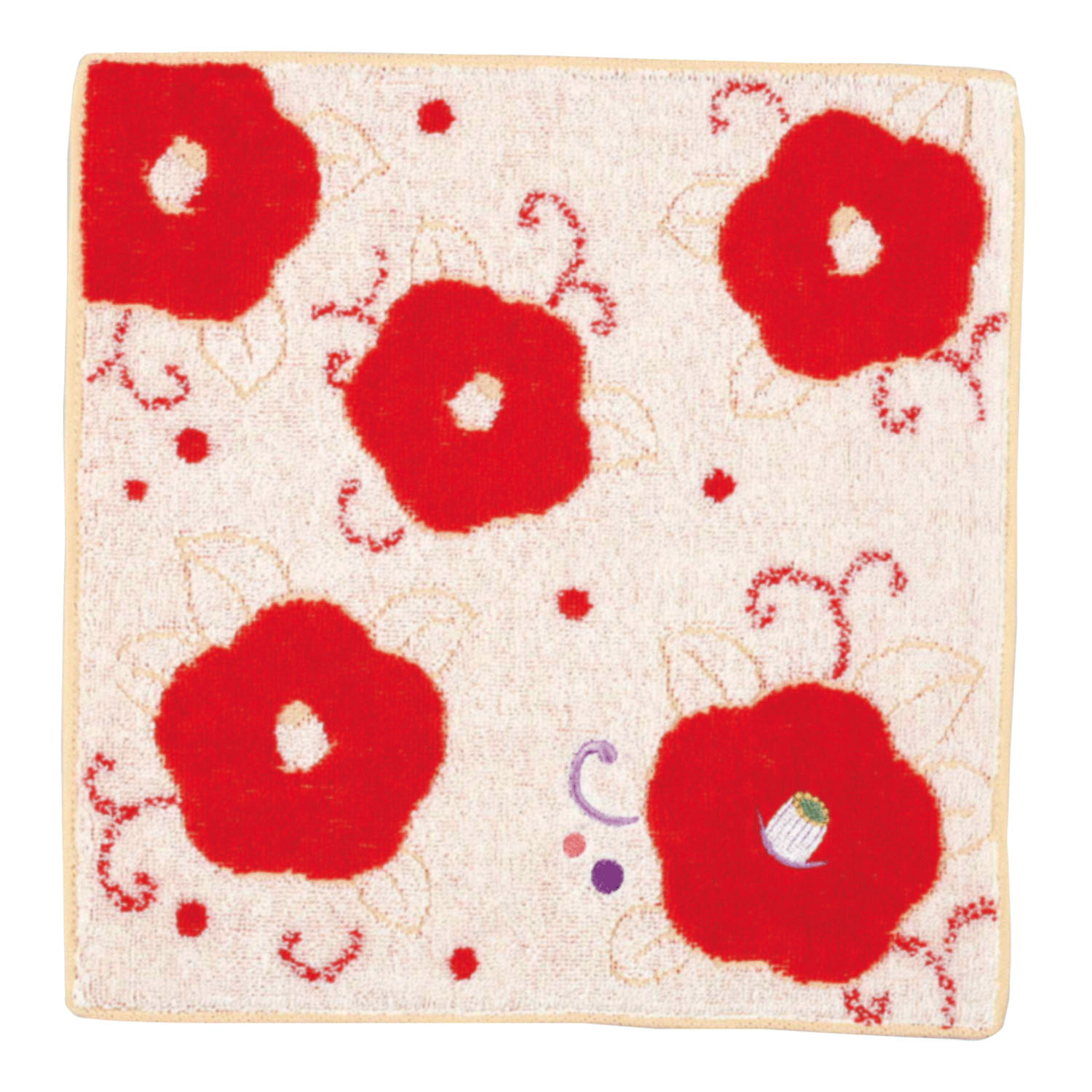 大正浪漫ジャガード刺繍タオルハンカチ 椿 - 画像2