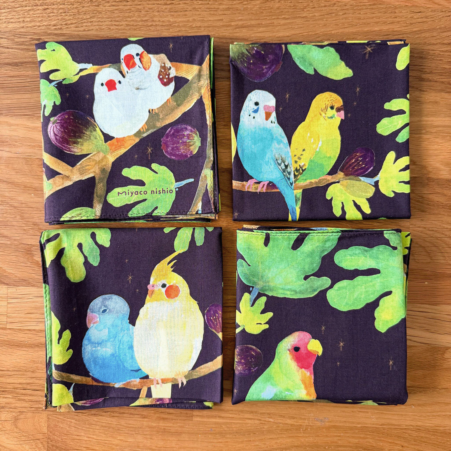 miyaco スカーフにもなるハンカチ Friends with Birds - 画像4