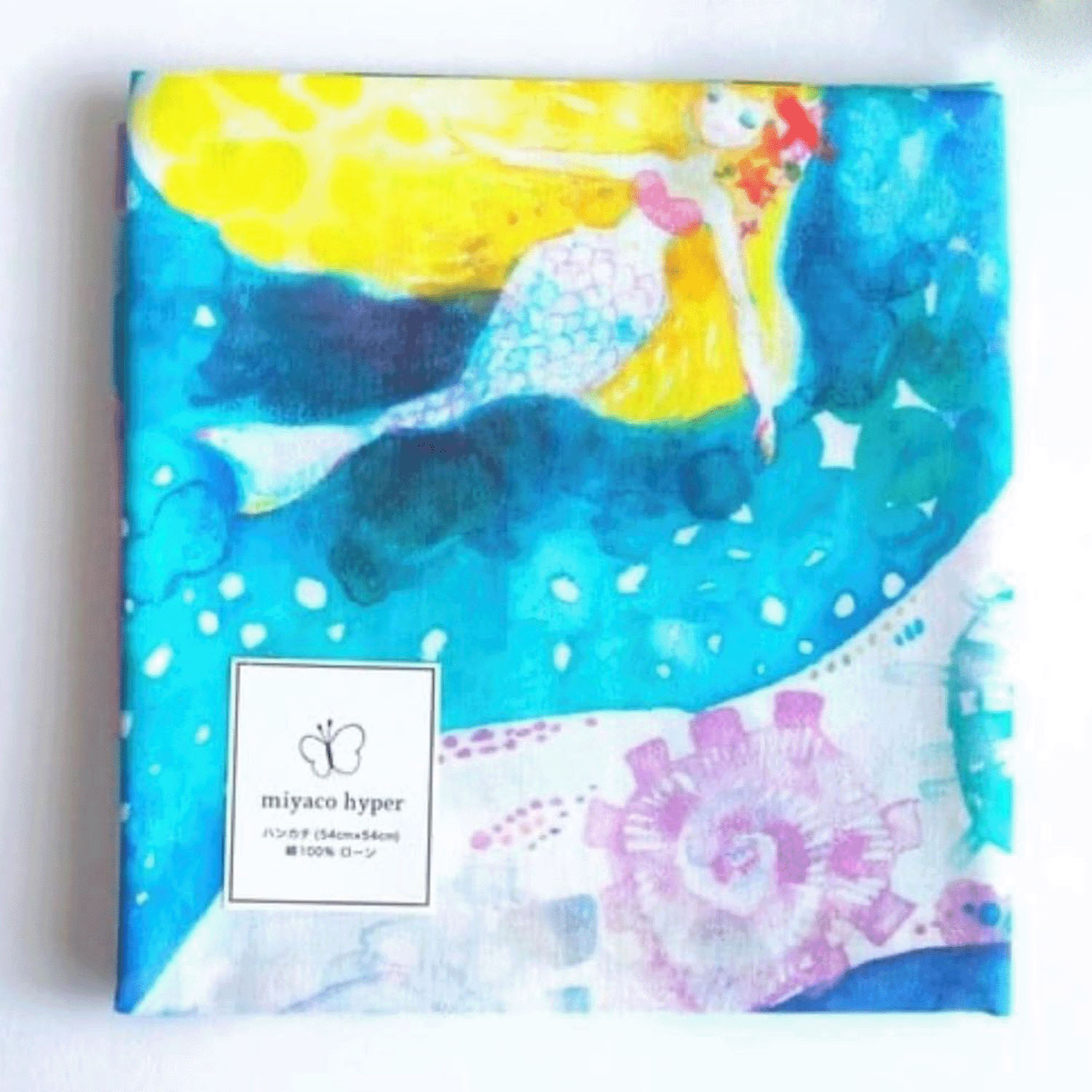miyaco スカーフにもなる水彩画 ハンカチ 深海の人魚姫