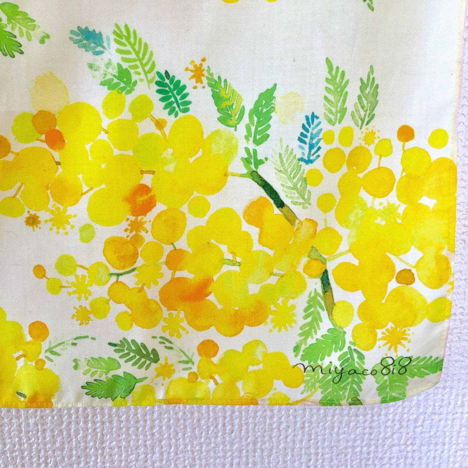 miyaco スカーフにもなるハンカチ ミモザ - 画像3