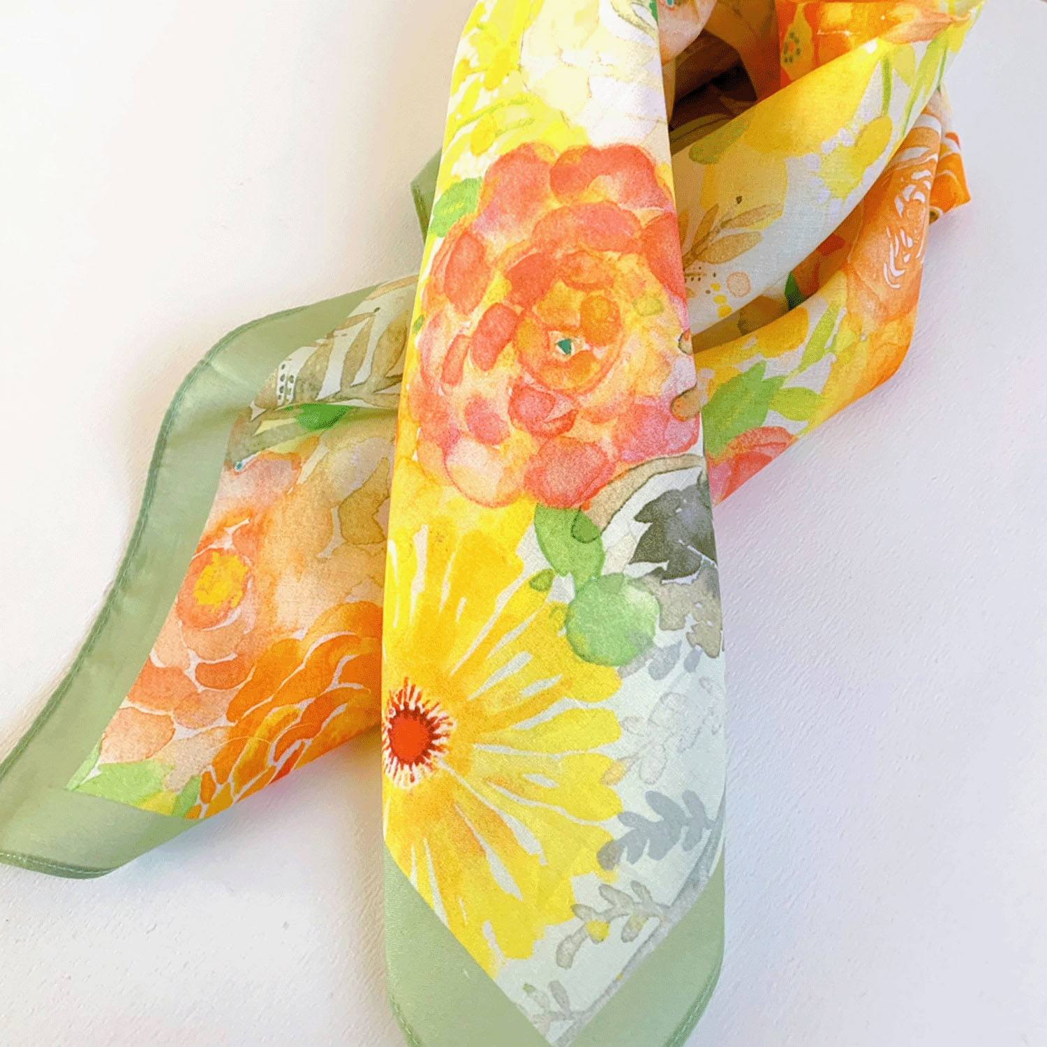 miyaco スカーフにもなる水彩画 ハンカチ ラナンキュラ - 画像3