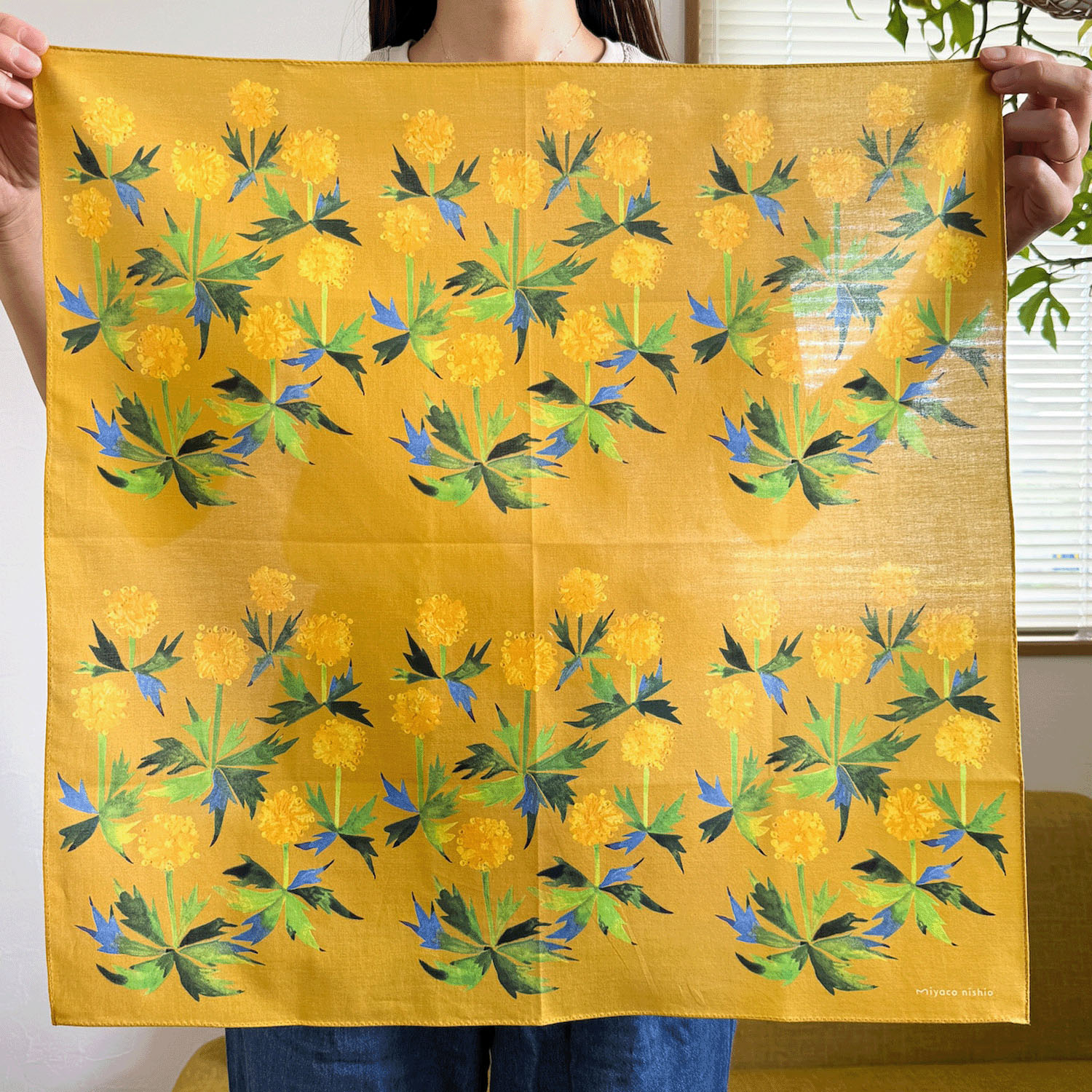 miyaco スカーフにもなる水彩画 ハンカチ TANPOPO - 画像2