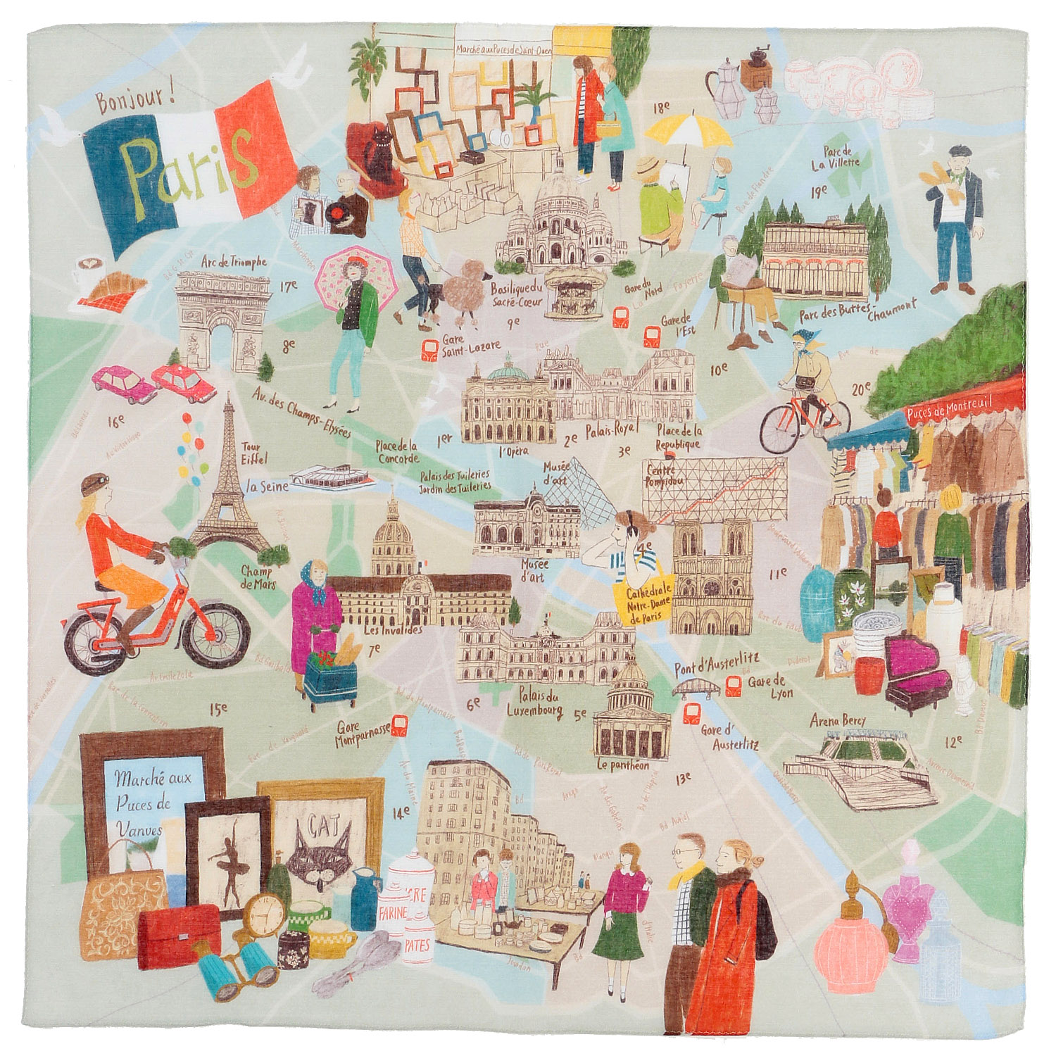 【01パリ：メーカー終了】CHIZUTABI チズタビ 58cm大判ハンカチ - 画像2