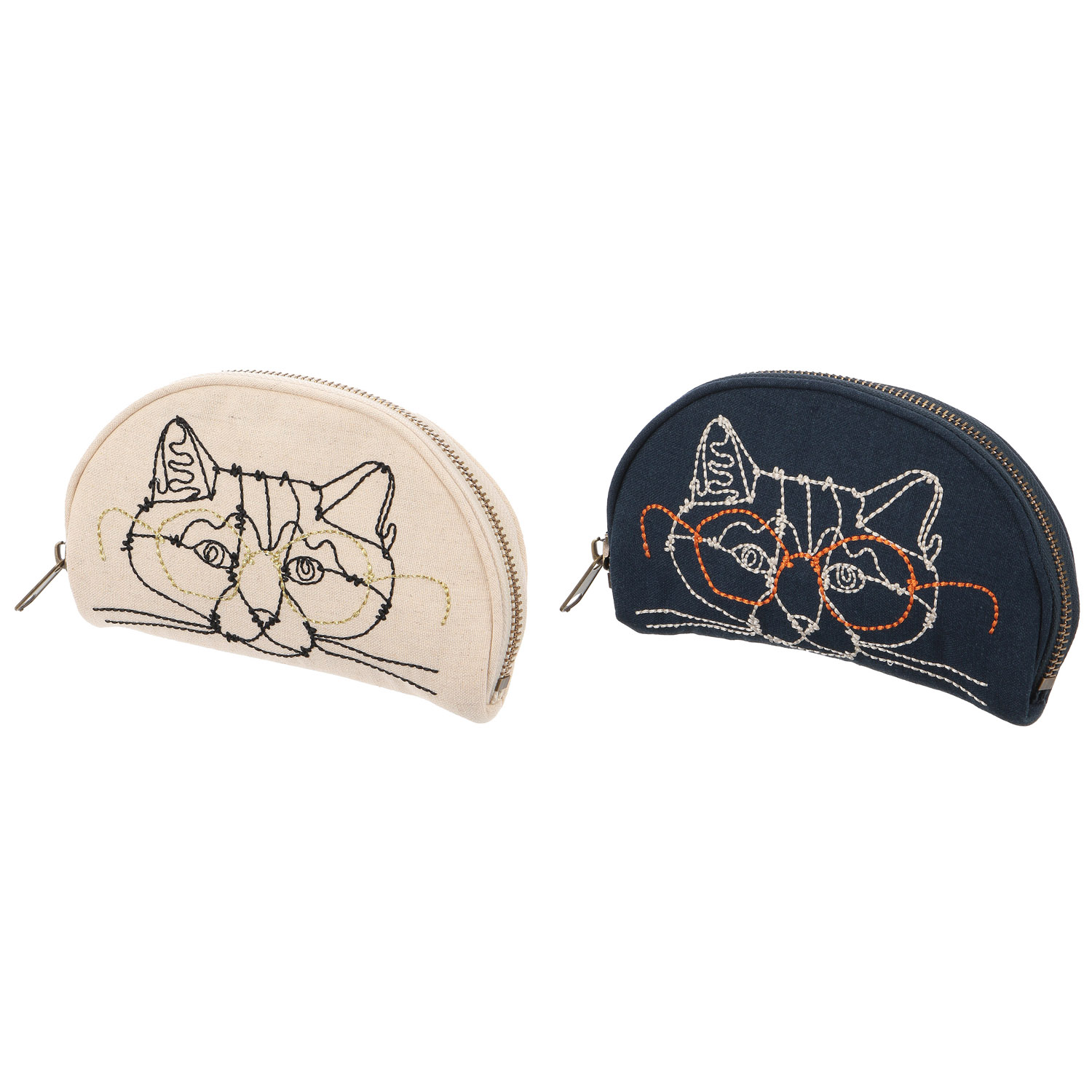 ＋HAyU fabric ポーチ メガネ猫