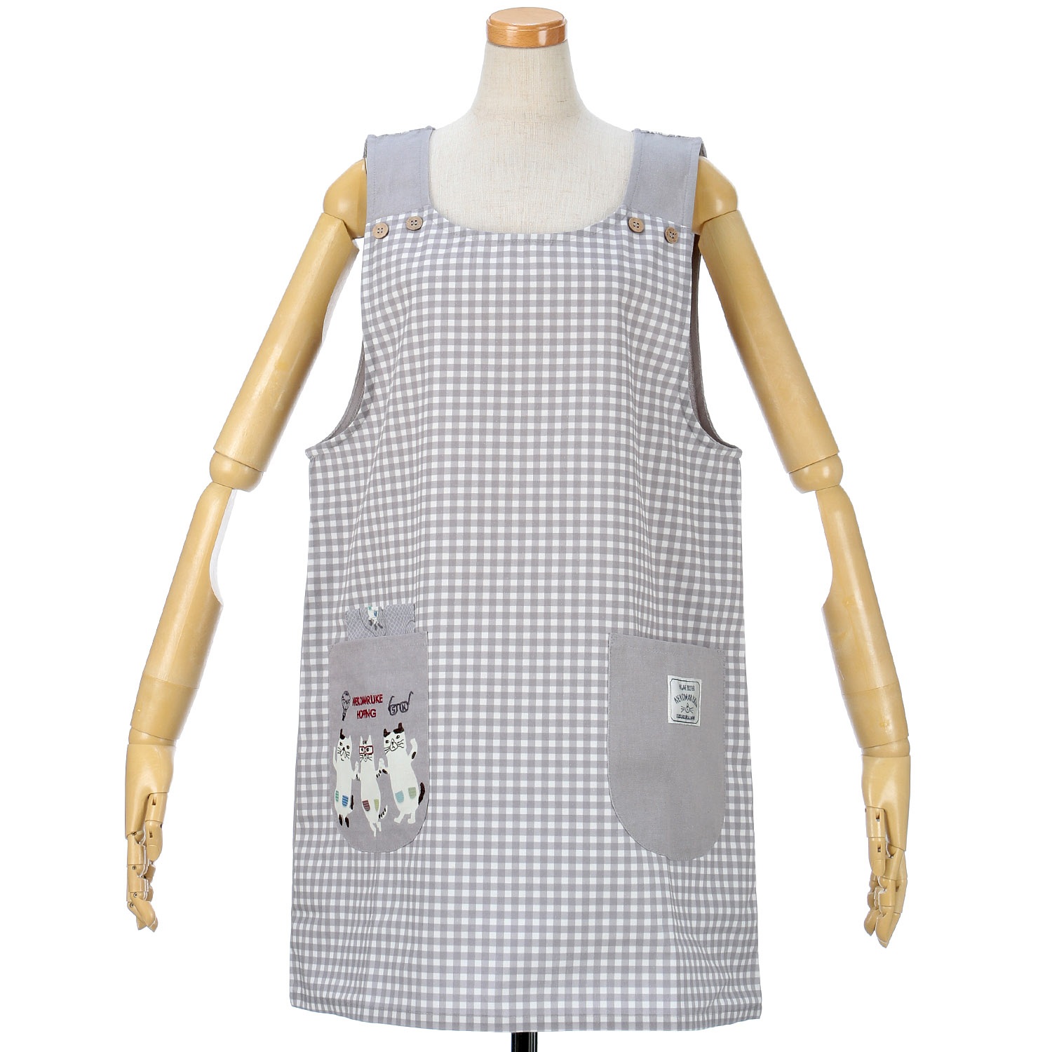 ねこまるけ 釦リボンあきエプロン