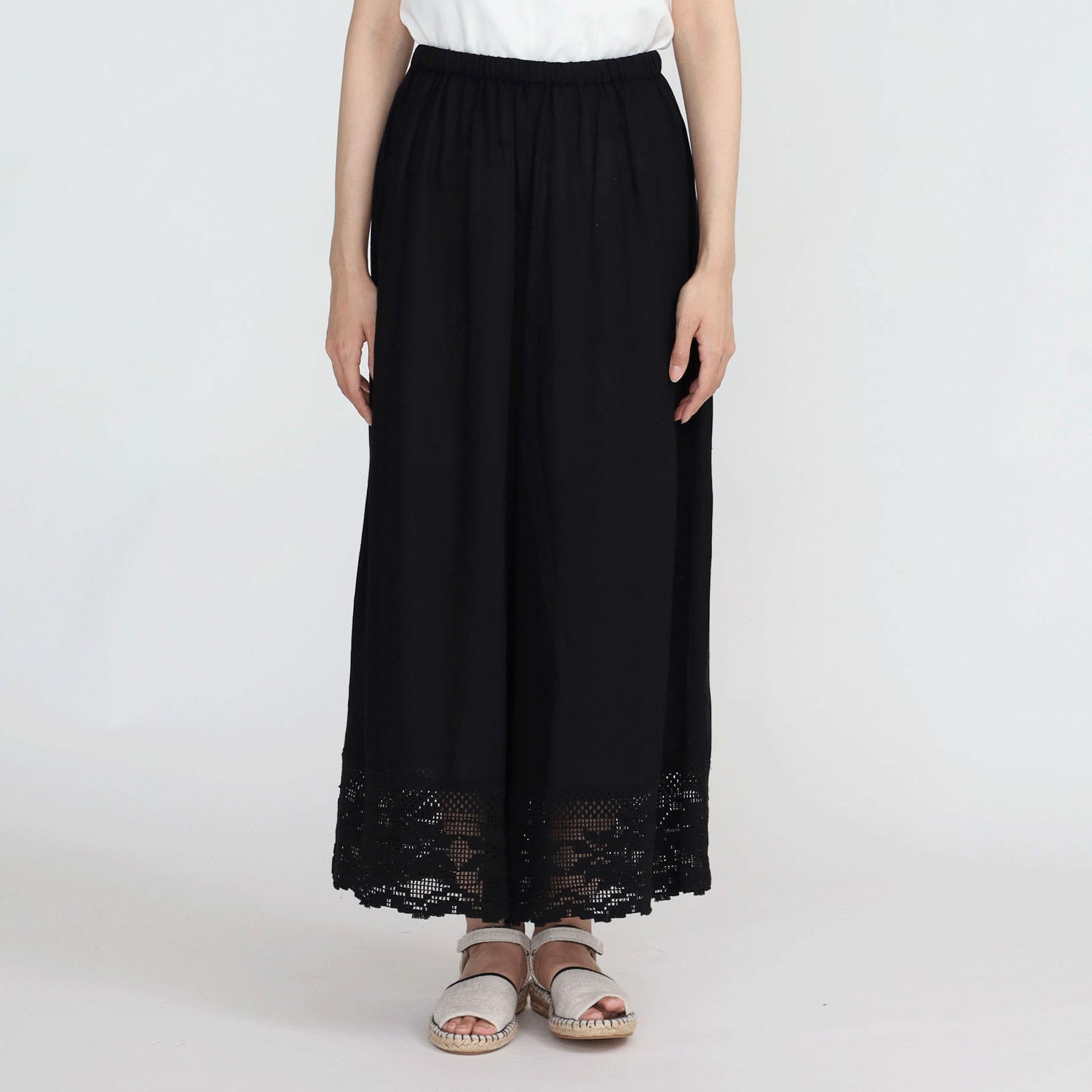 【ETONET限定】オーブ 綿麻レーヨンロングレース切替ペチパンツ