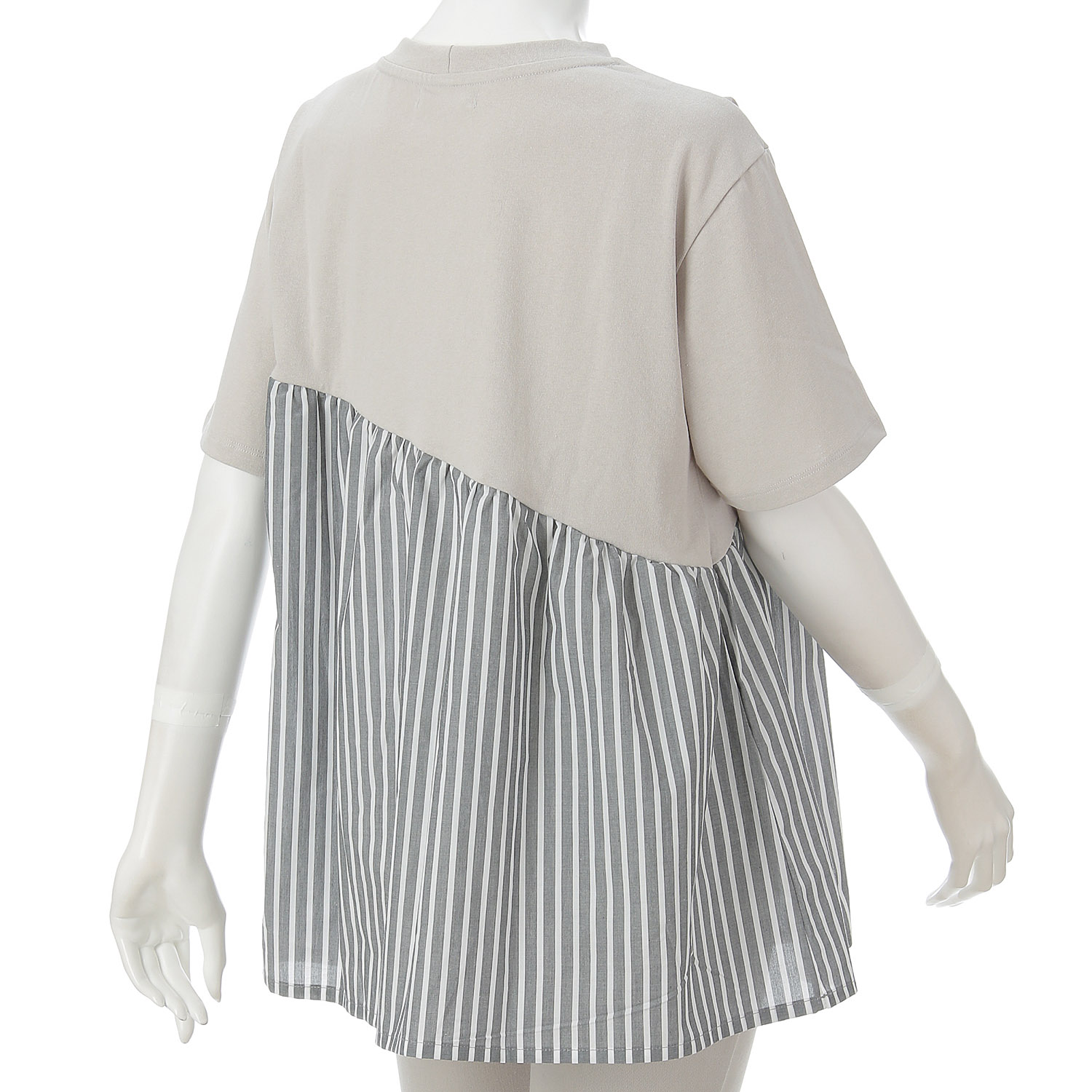 ノンノ コットン天竺無地＋コットン布帛柄チュニック - 画像3