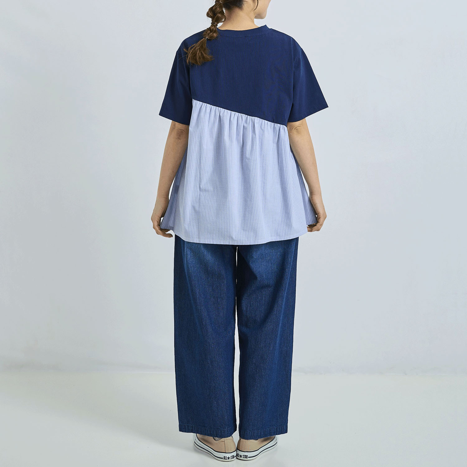 ノンノ コットン天竺無地＋コットン布帛柄チュニック - 画像8