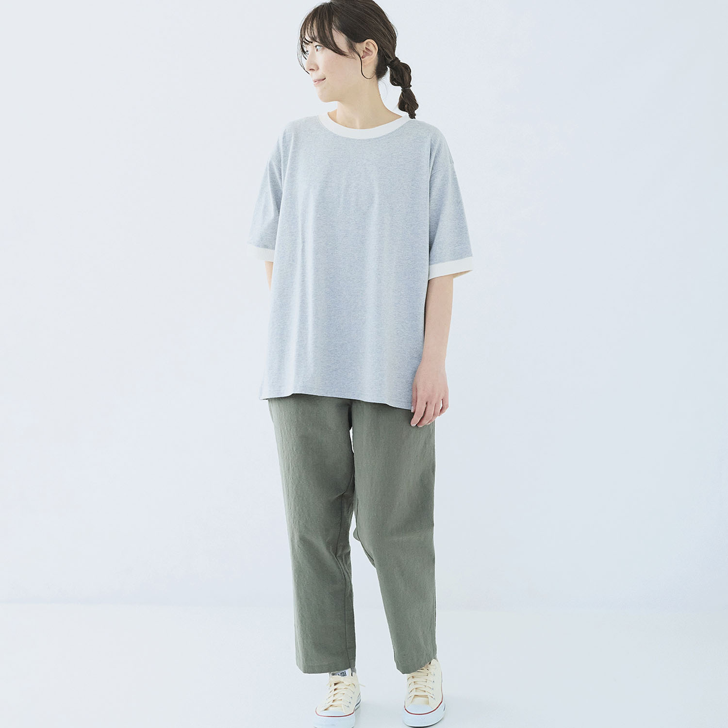 ノンノ カットソー コットン天竺無地／ボーダー＋リブ - 画像4