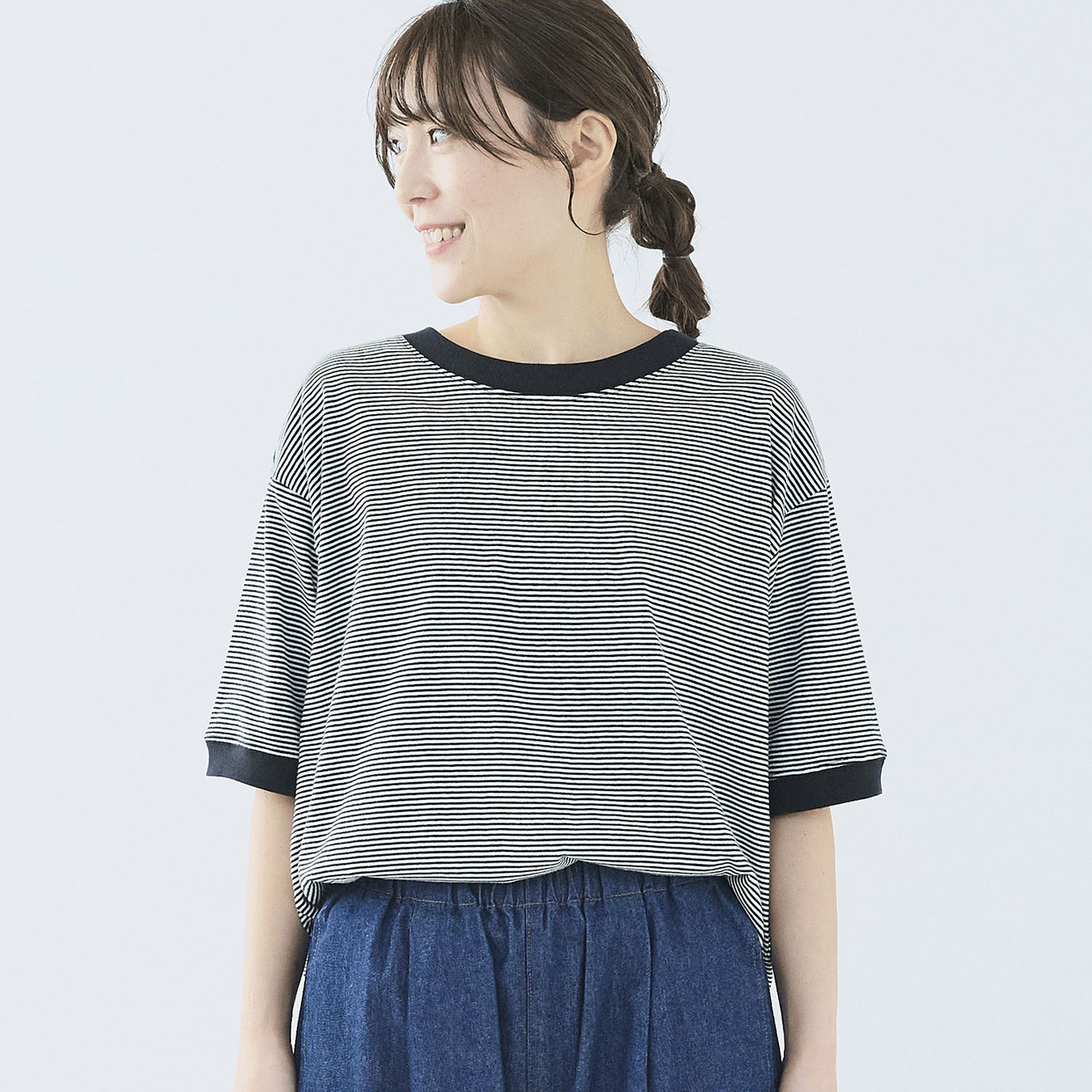 ノンノ カットソー コットン天竺無地／ボーダー＋リブ - 画像5