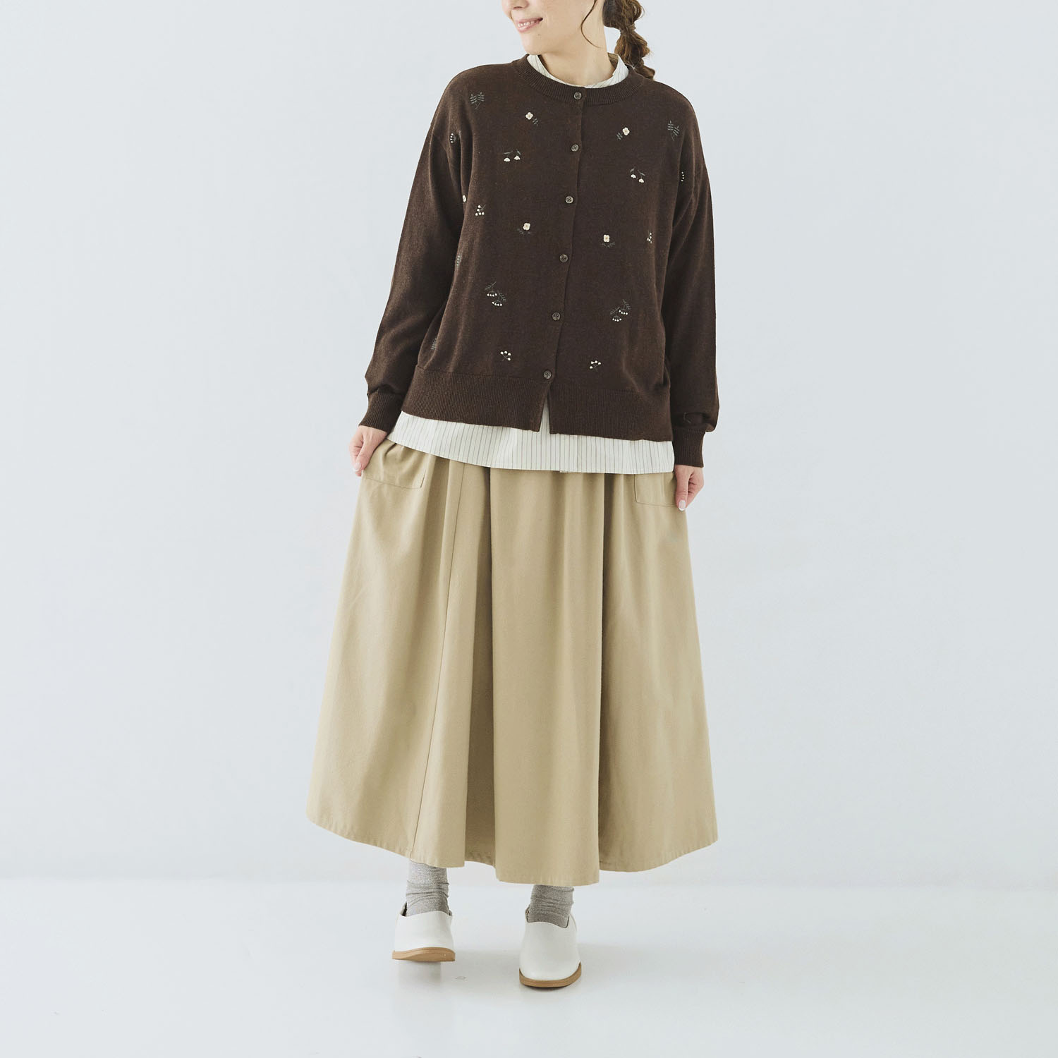 cloudnine ノンノ 花柄刺繍ニットカーディガン