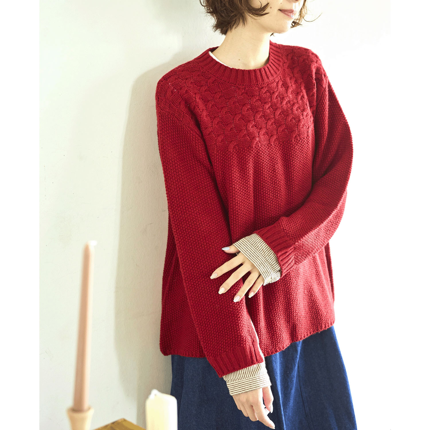 cloudnine ノンノ ニット無地・布帛ストライププルオーバー