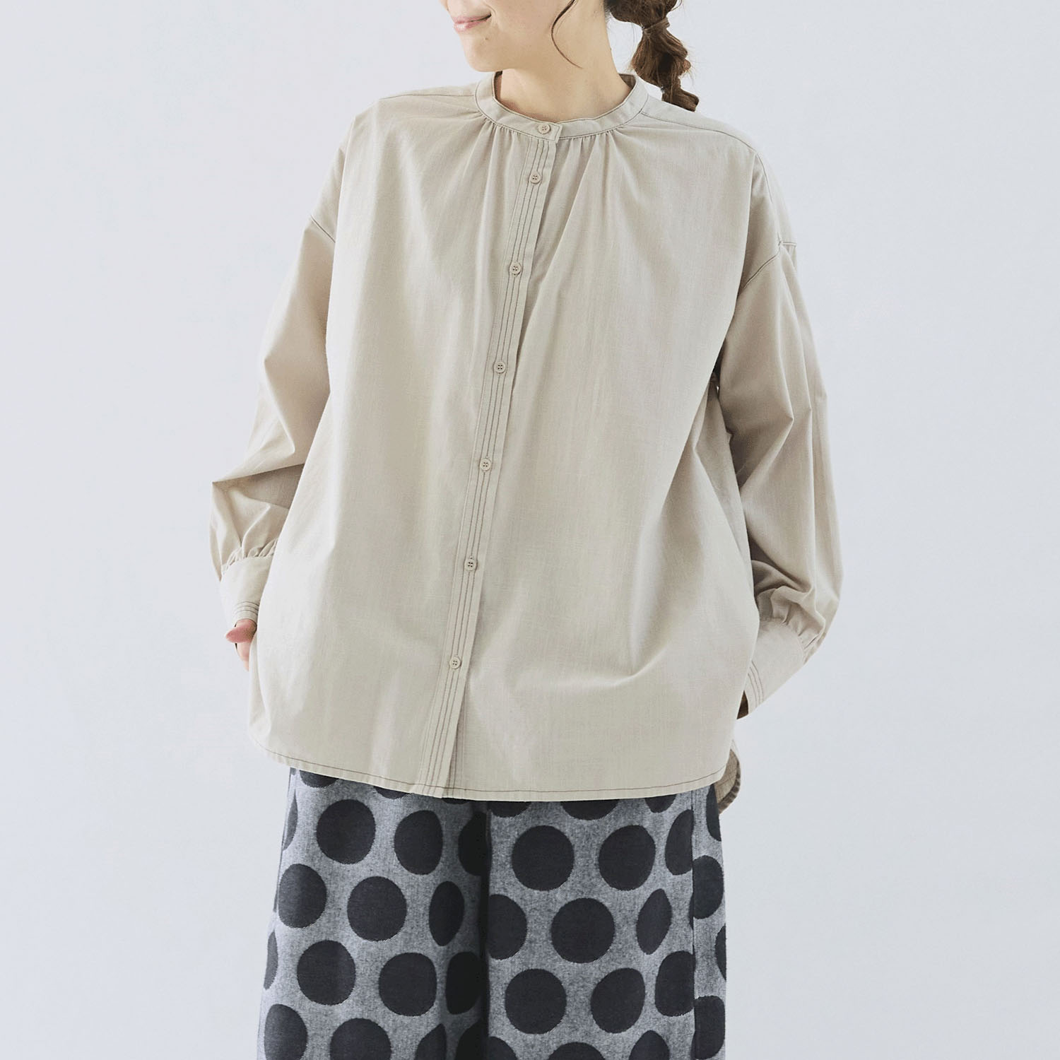 cloudnine ノンノ 配色ステッチ入り前開きチュニック