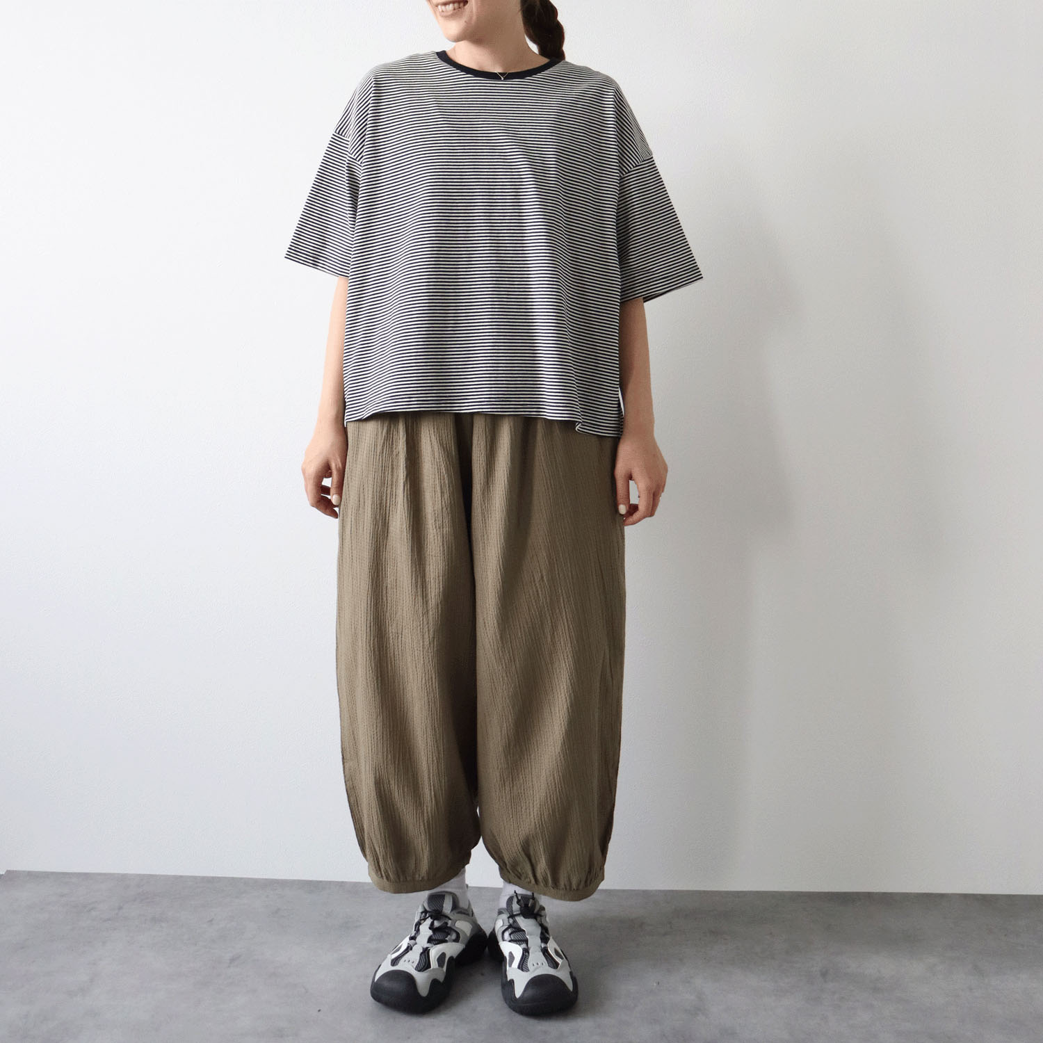 ノンノ カットソー  コットン天竺ボーダー＋リブ