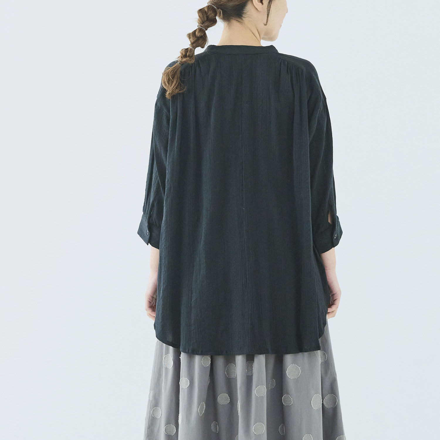 ノンノ ブラウス コットンクレープフラワーモチーフジャガード無地 - 画像5